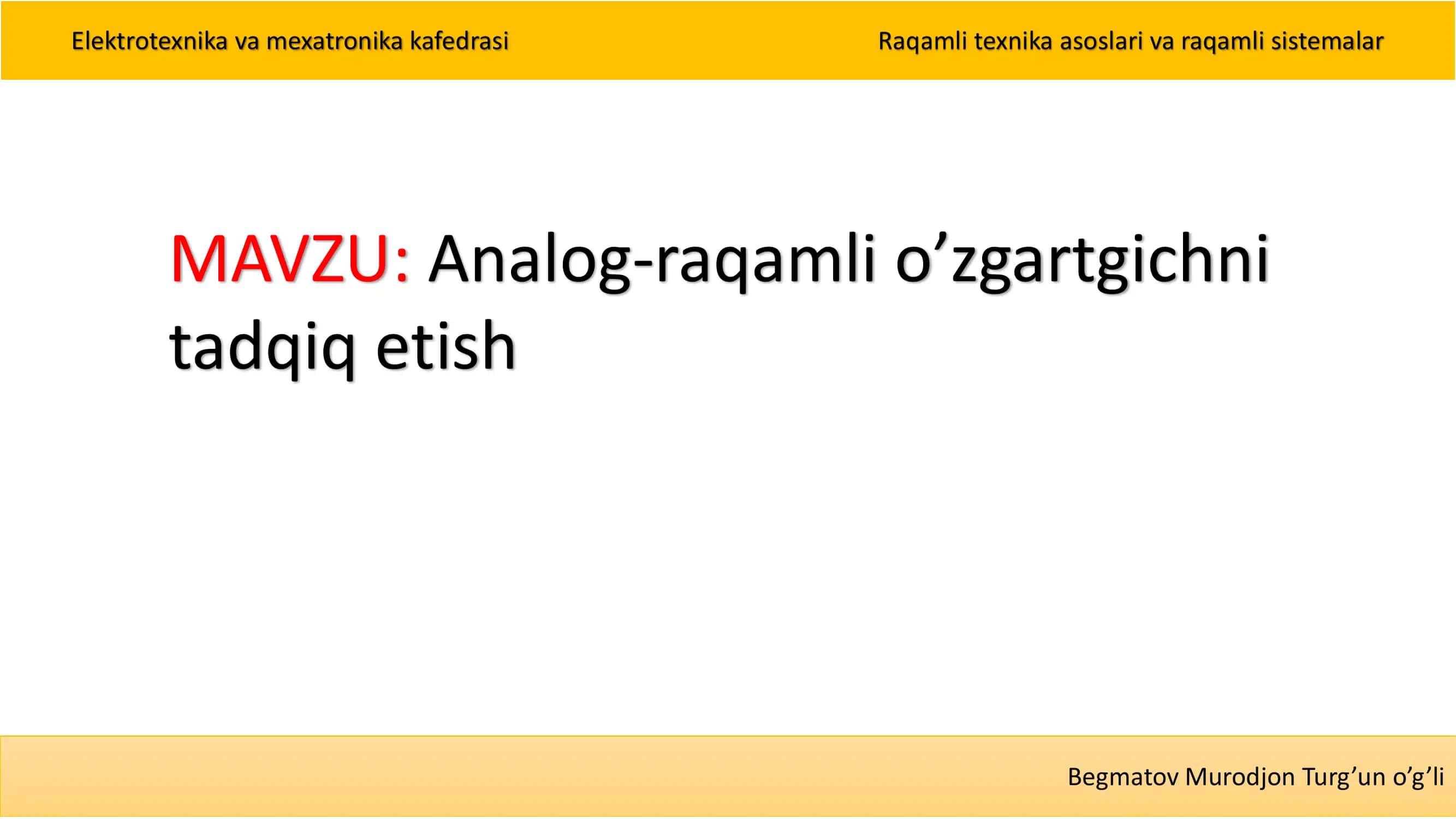 Analog-raqamli o’zgartgichni 1