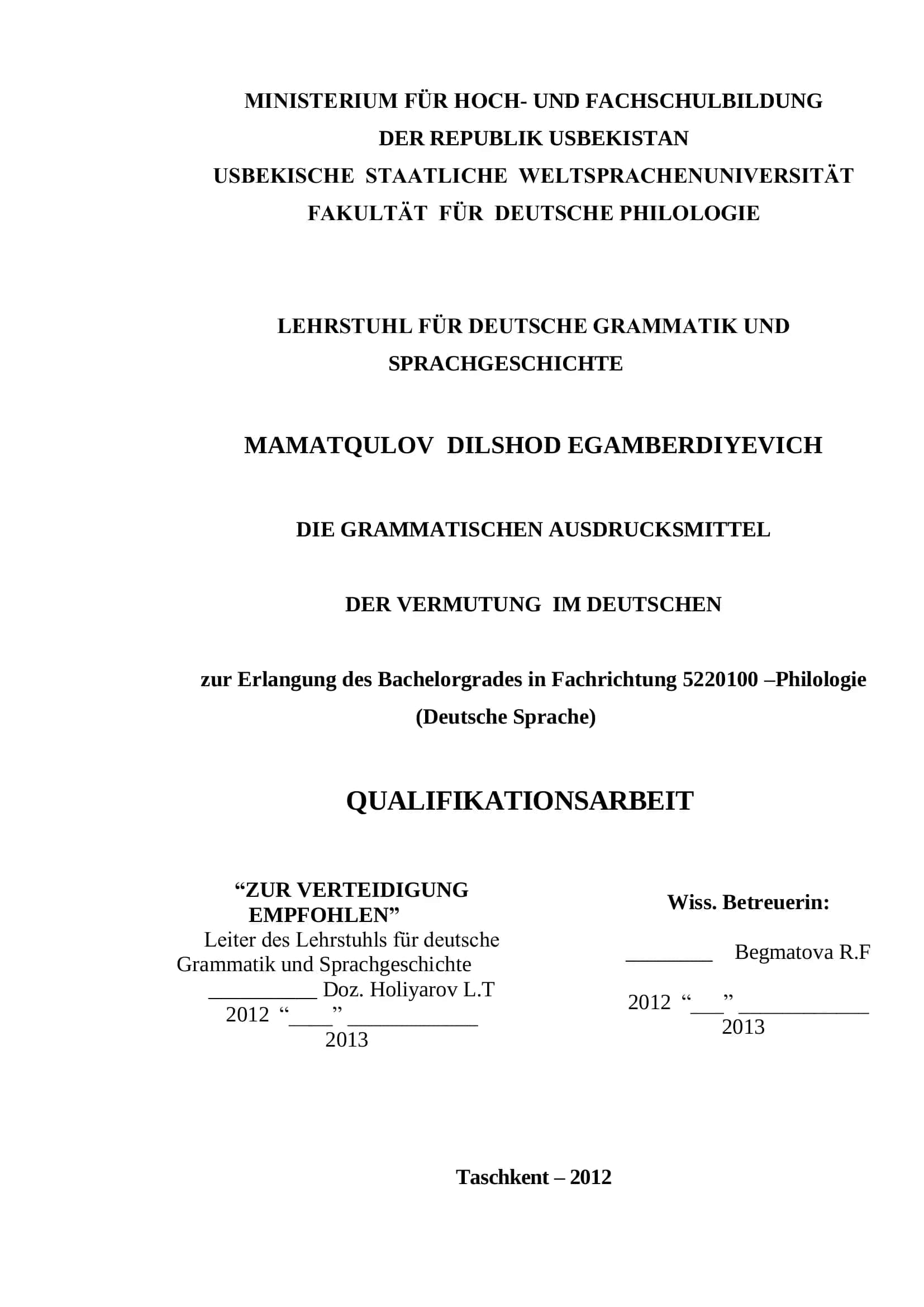 DIE GRAMMATISCHEN AUSDRUCKSMITTEL DER VERMUTUNG IM DEUTSCHEN 1