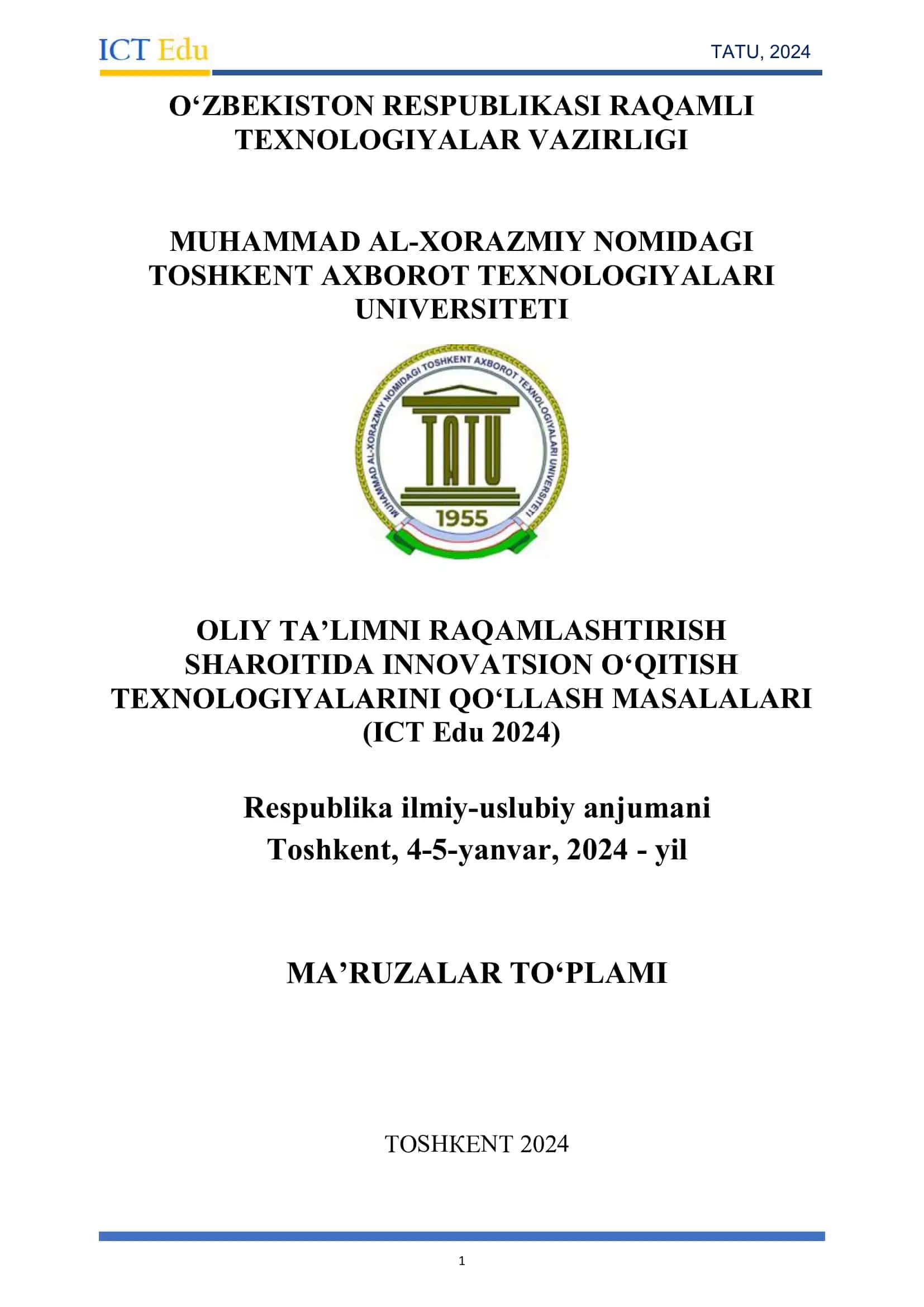 Innovatsion qitish masalalari (ICT Edu 2024) maqola 1