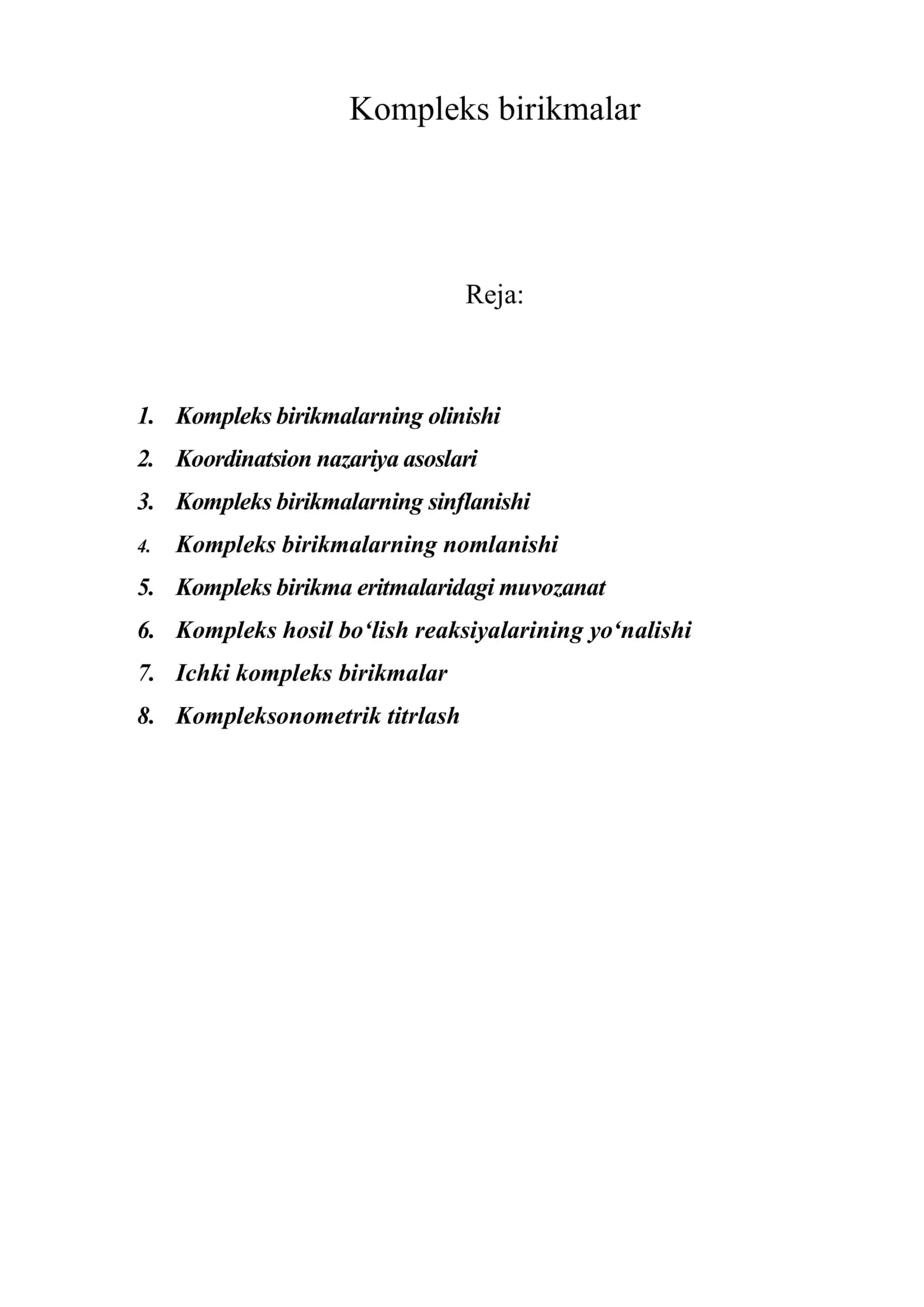 Kompleks birikmalar 1