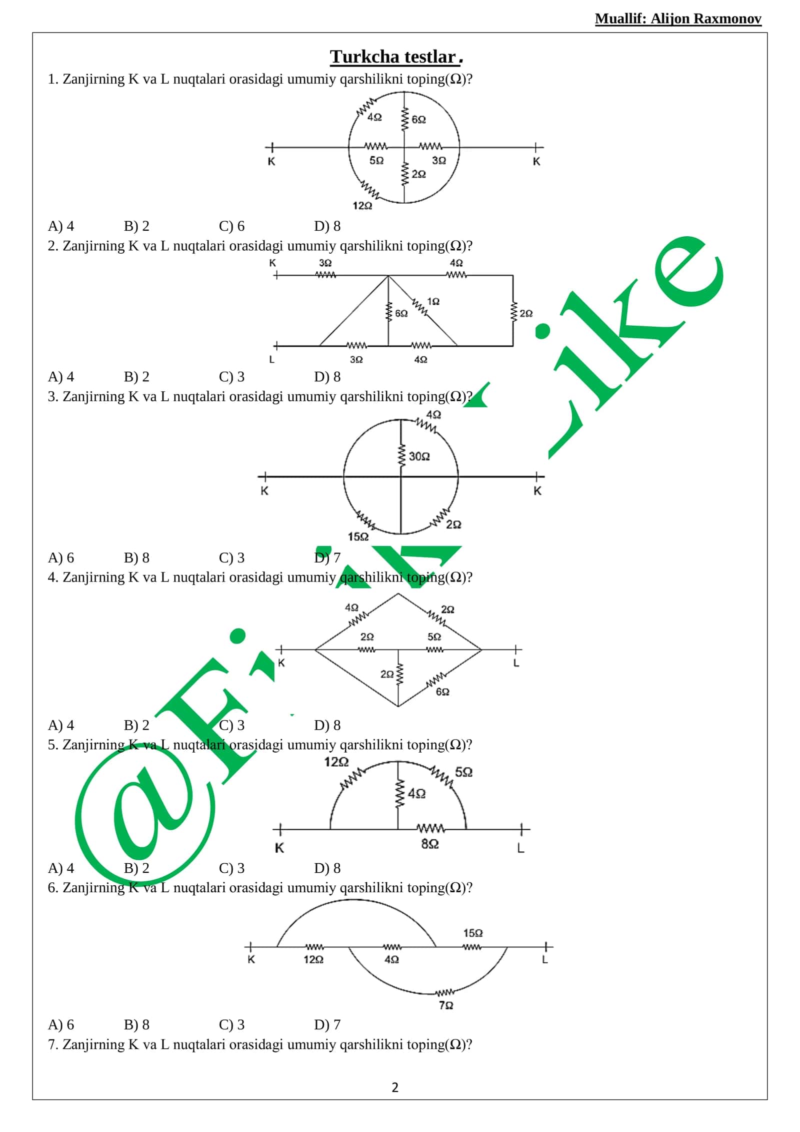 Turkcha testlar 2