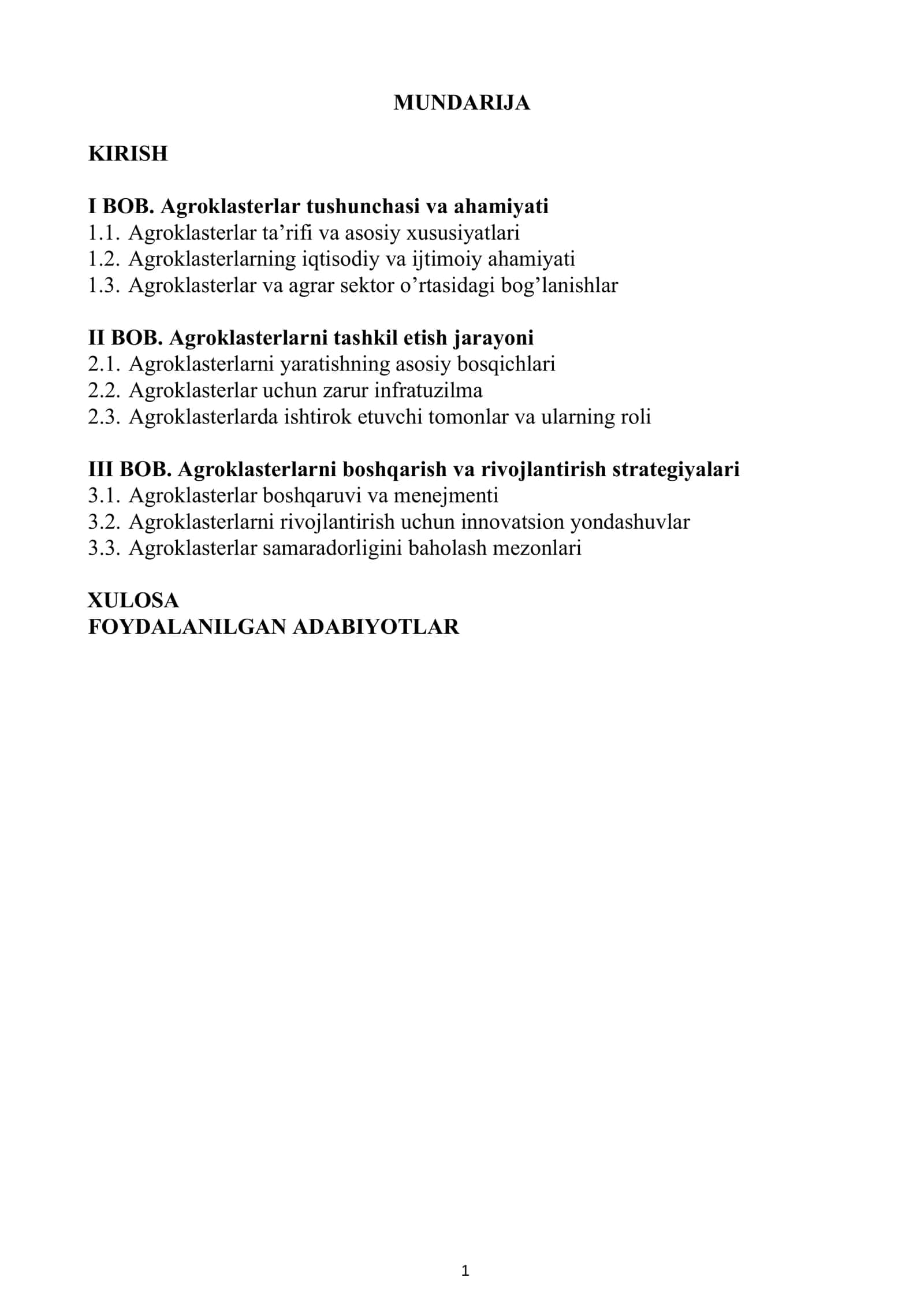 Agroklasterlarni tashkil etish va boshqarish kursi 2