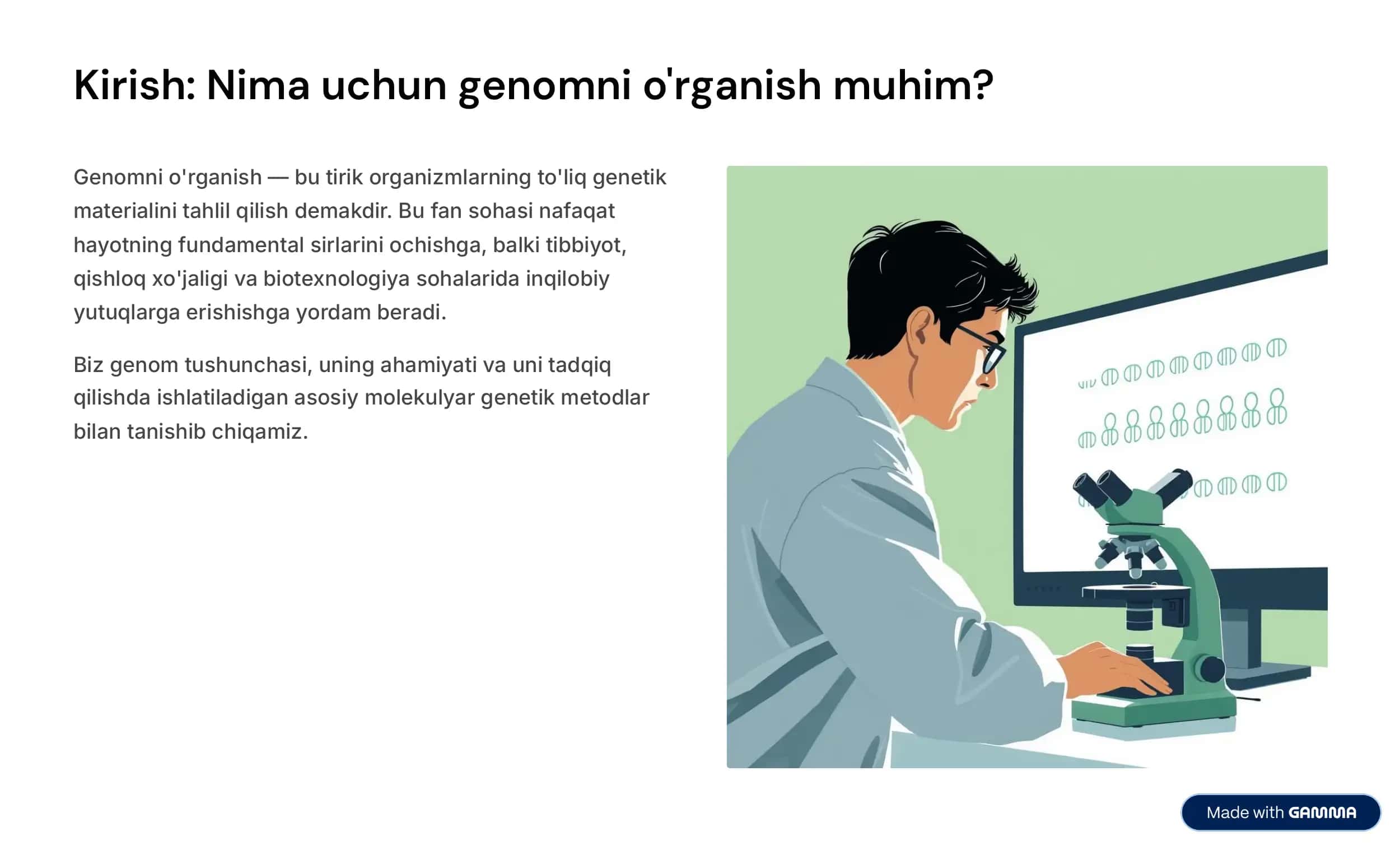 Molekulyar Genetika. Genomni o'rganish Metodlari 2