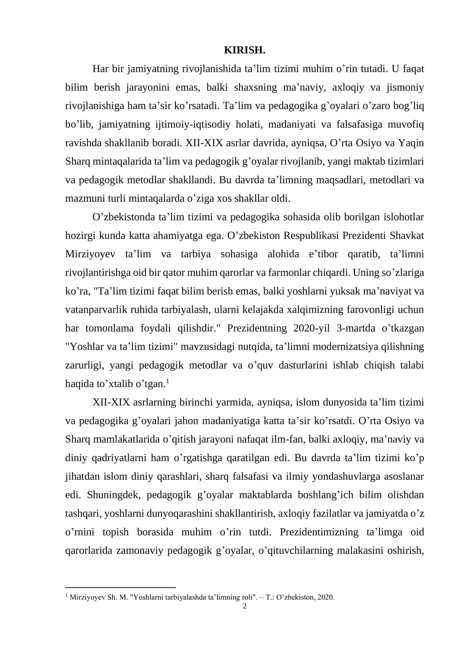 XII-XIX ASRLARNING BIRINCHI YARMIDA TA’LIM MAKTAB VA PEDAGOGIKA G’OYALARI 2