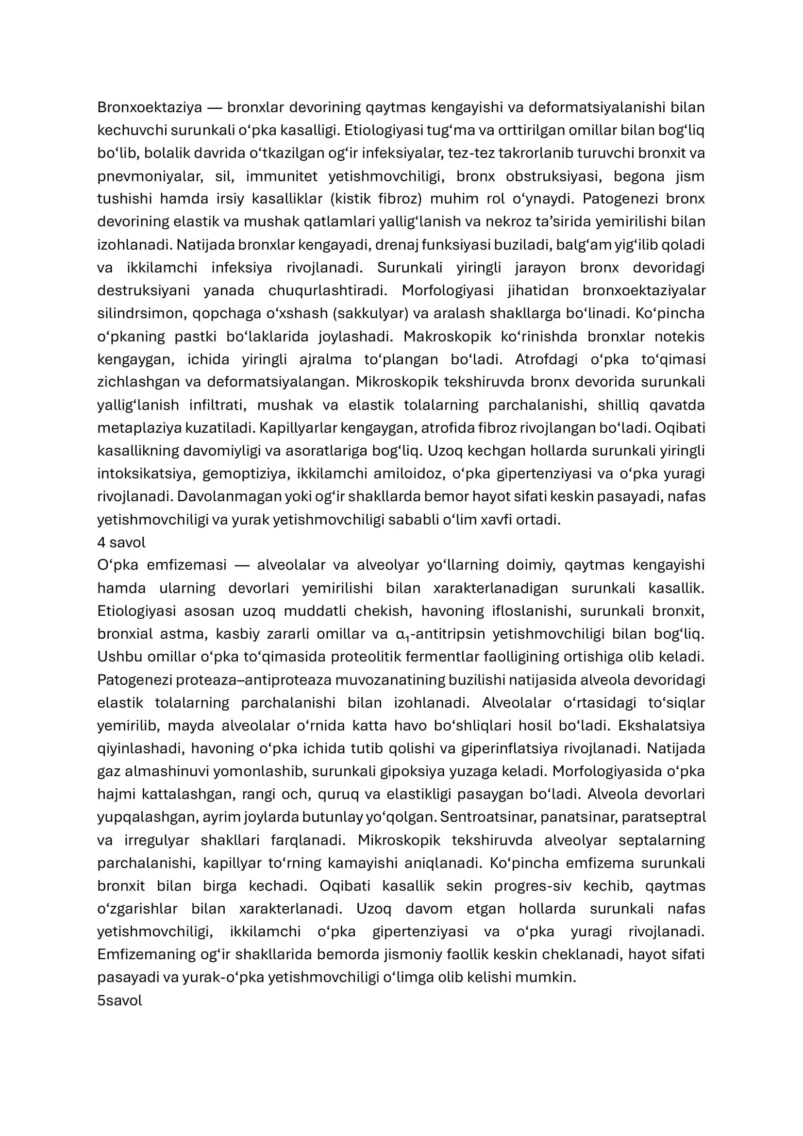 Patalogik Anatomiya fanidan 5 smestr oraliq nazorat savollariga tòlliq javoblar 2