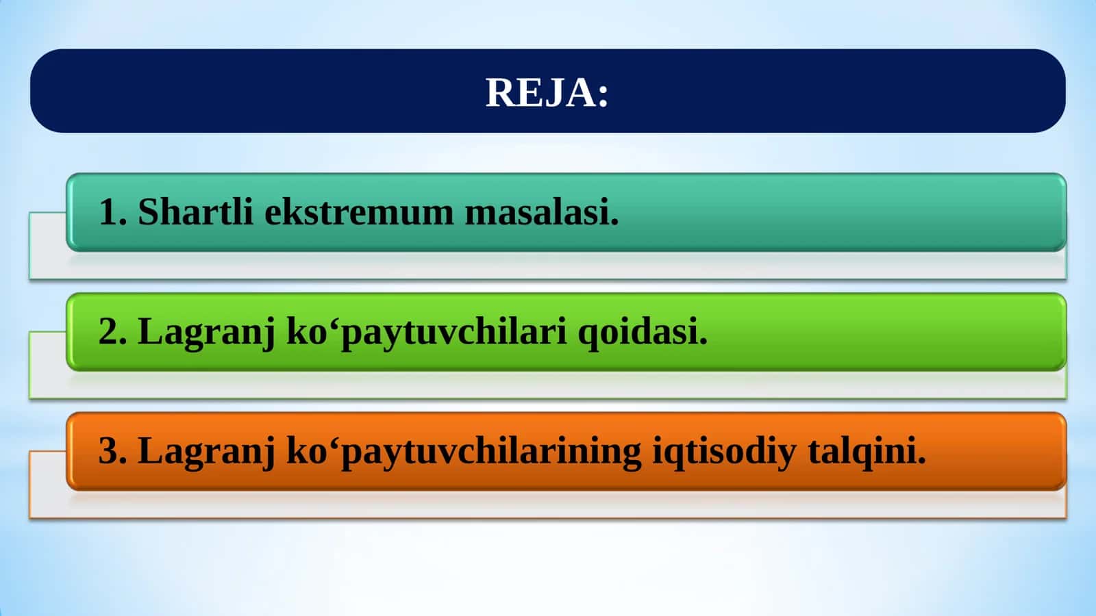 Amaliy matematika 2: Lagranj ko'paytuvchilari usuli 2