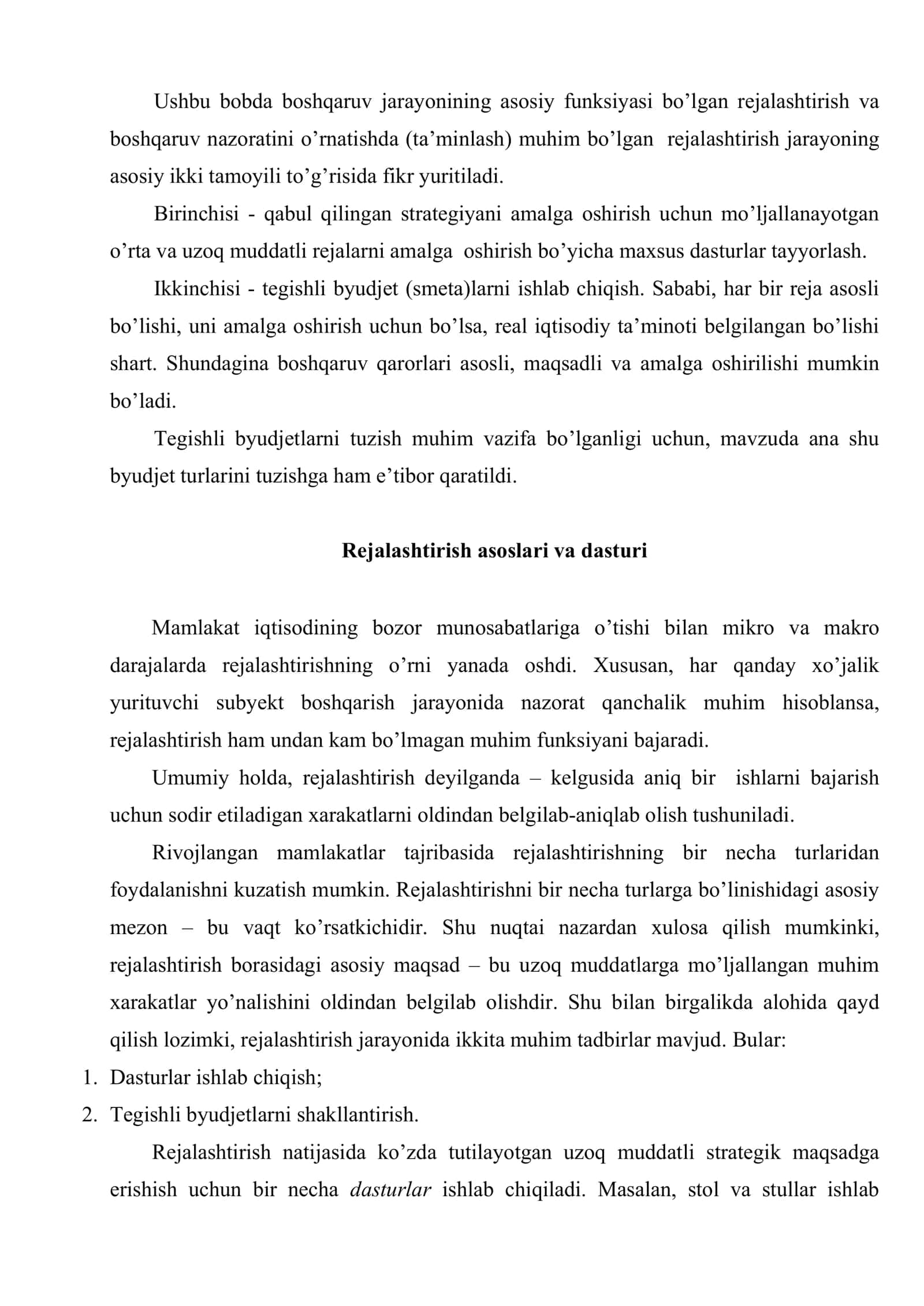 Byudjetlashtirish va xarajatlarni nazorat qilish 2