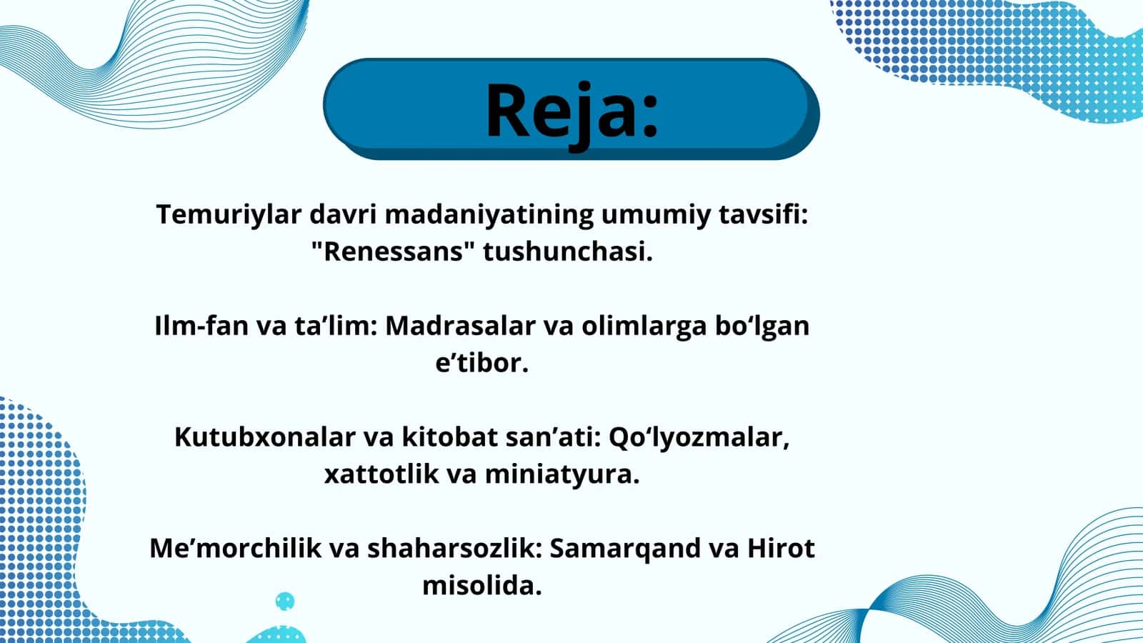 Amir Temur va Temuriylar davrida madaniy hayot va kutubxonalar 2
