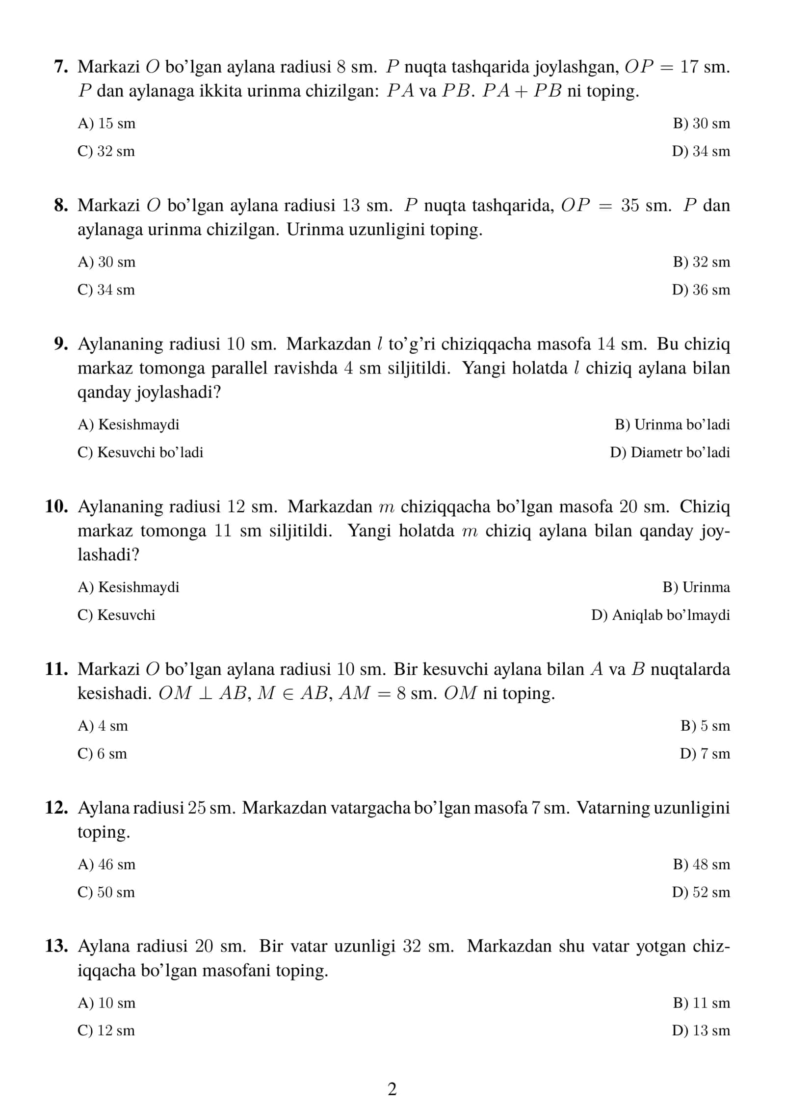 8-sinf geometriya testi 2