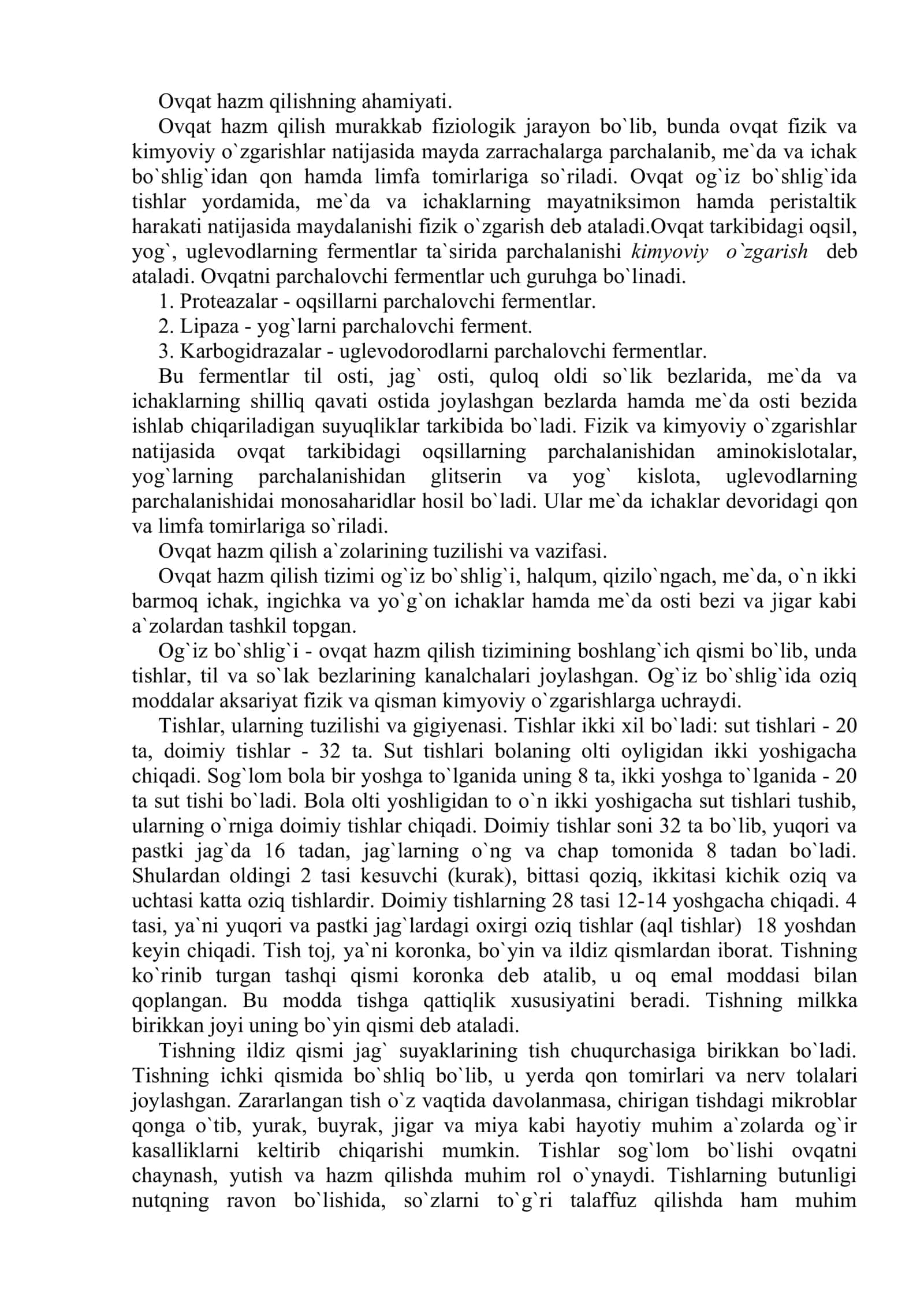OVQAT HAZM, AYIRISH, TANOSIL ENDOKRIN TIZIMLARI 2