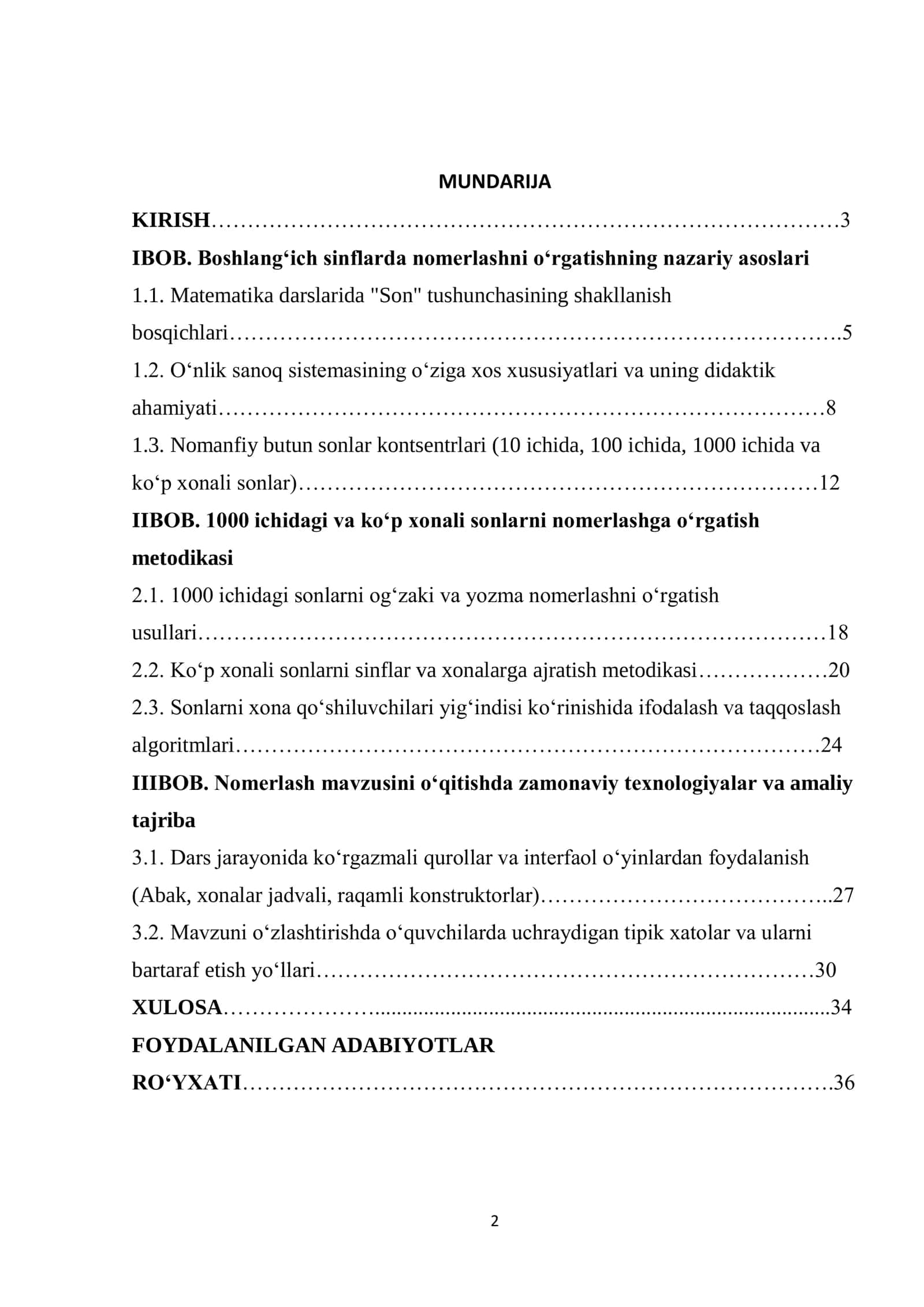 1000 ichida va ko'p xonali nomanfiy butun sonlarni nomerlashga o'rgatish metodikasi 2