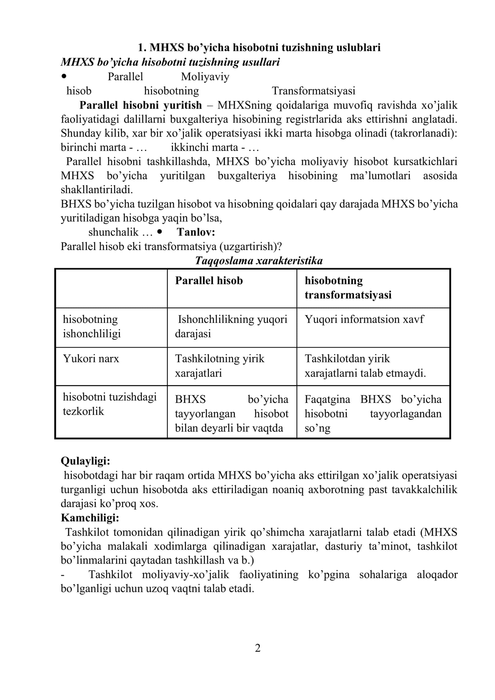 Moliyaviy hisobot transformatsiyasi 2