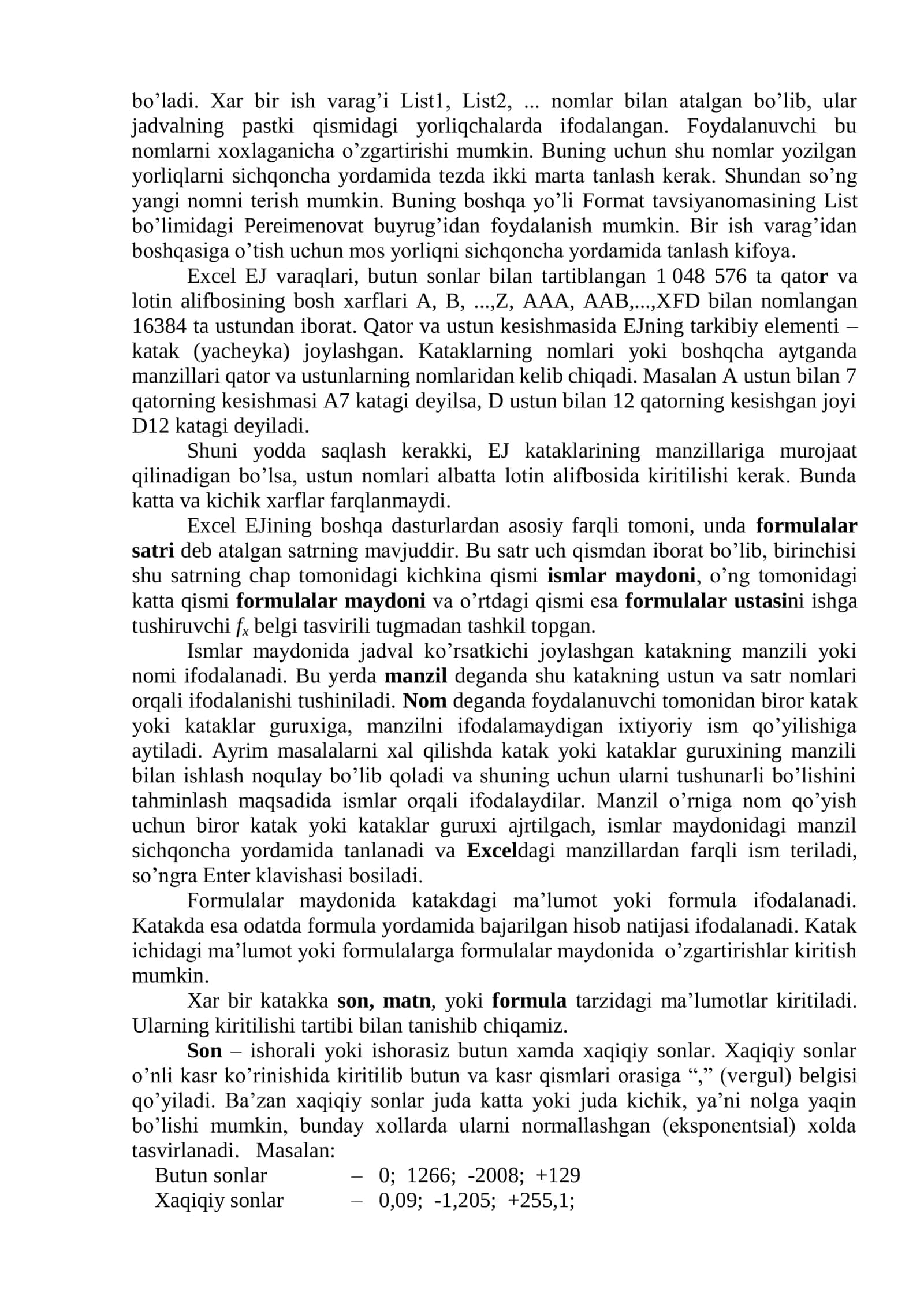 MS Excel elektron jadvalida ishlash. Statistik ma’lumotlarni elektron jadvallar yordamida qayta ishlash 2