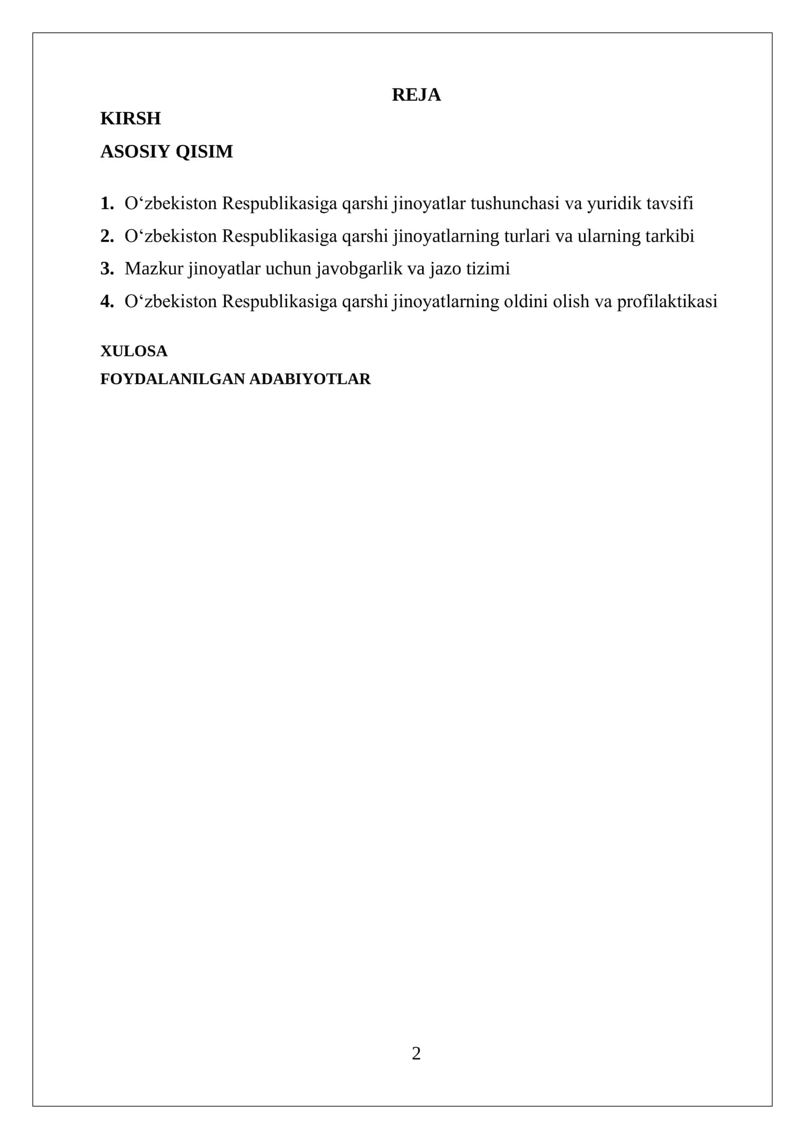 OʻZBEKISTON RESPUBLIKASIGA QARSHI JINOYATLAR 2