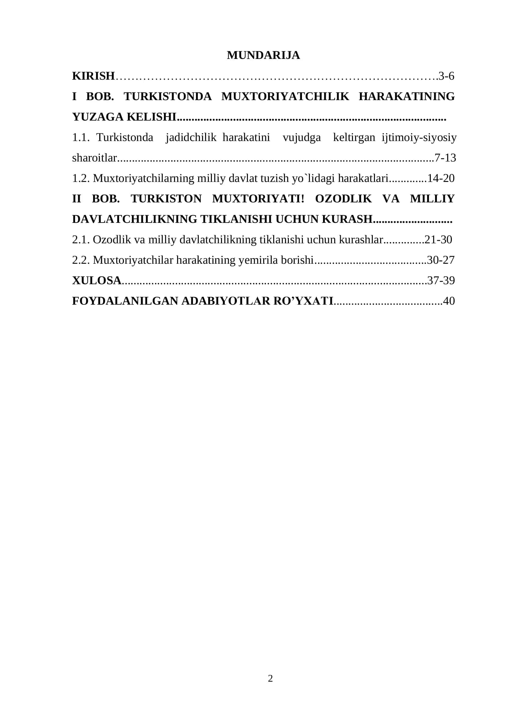 O’ZBEK DAVLATCHILIGI TARIXIDA TURKISTON MUXTORIYATINING   O’RNI VA ROLI” 2