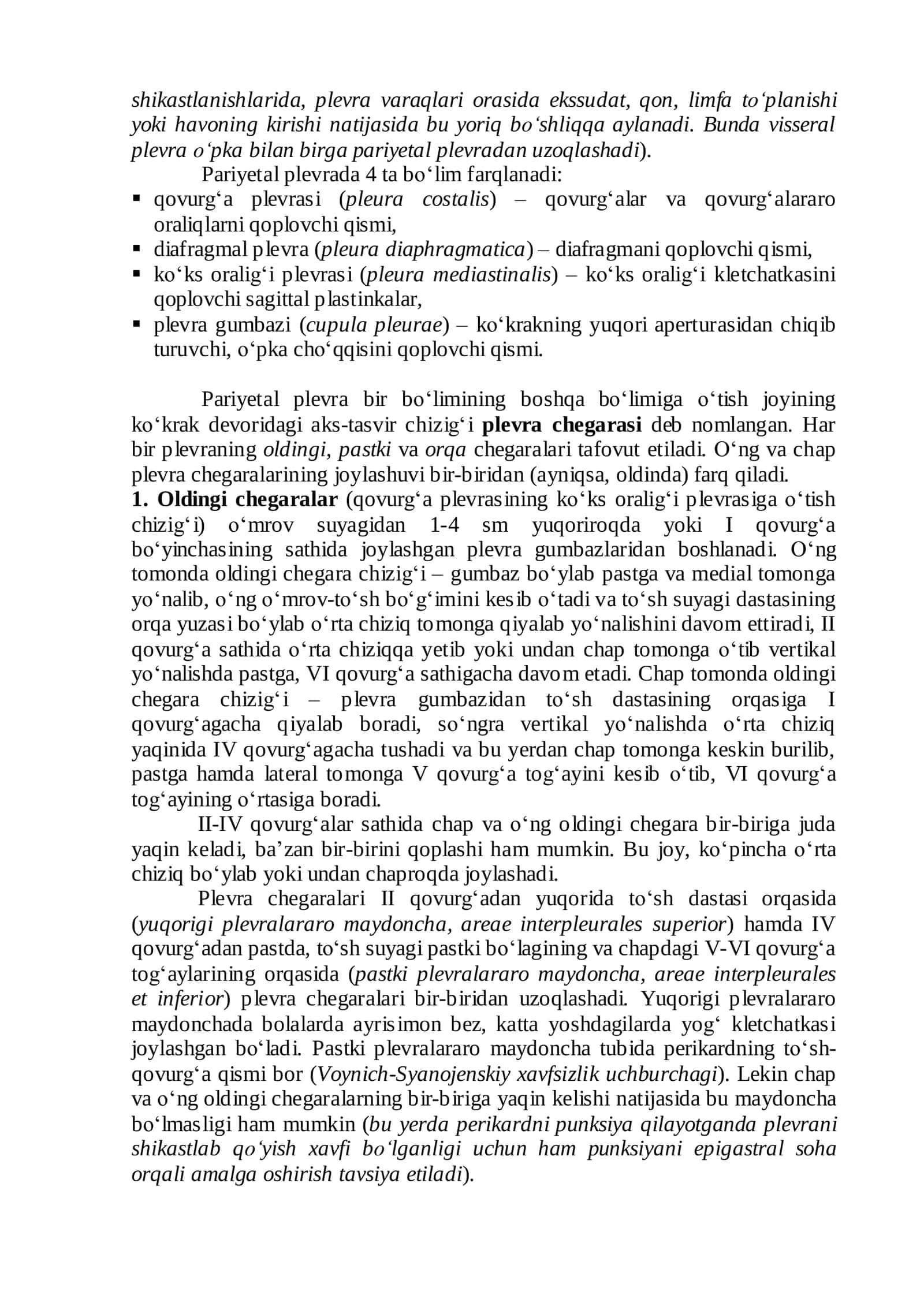 Koʻkrak boʻshligʻi klinik anatomiyasi 2