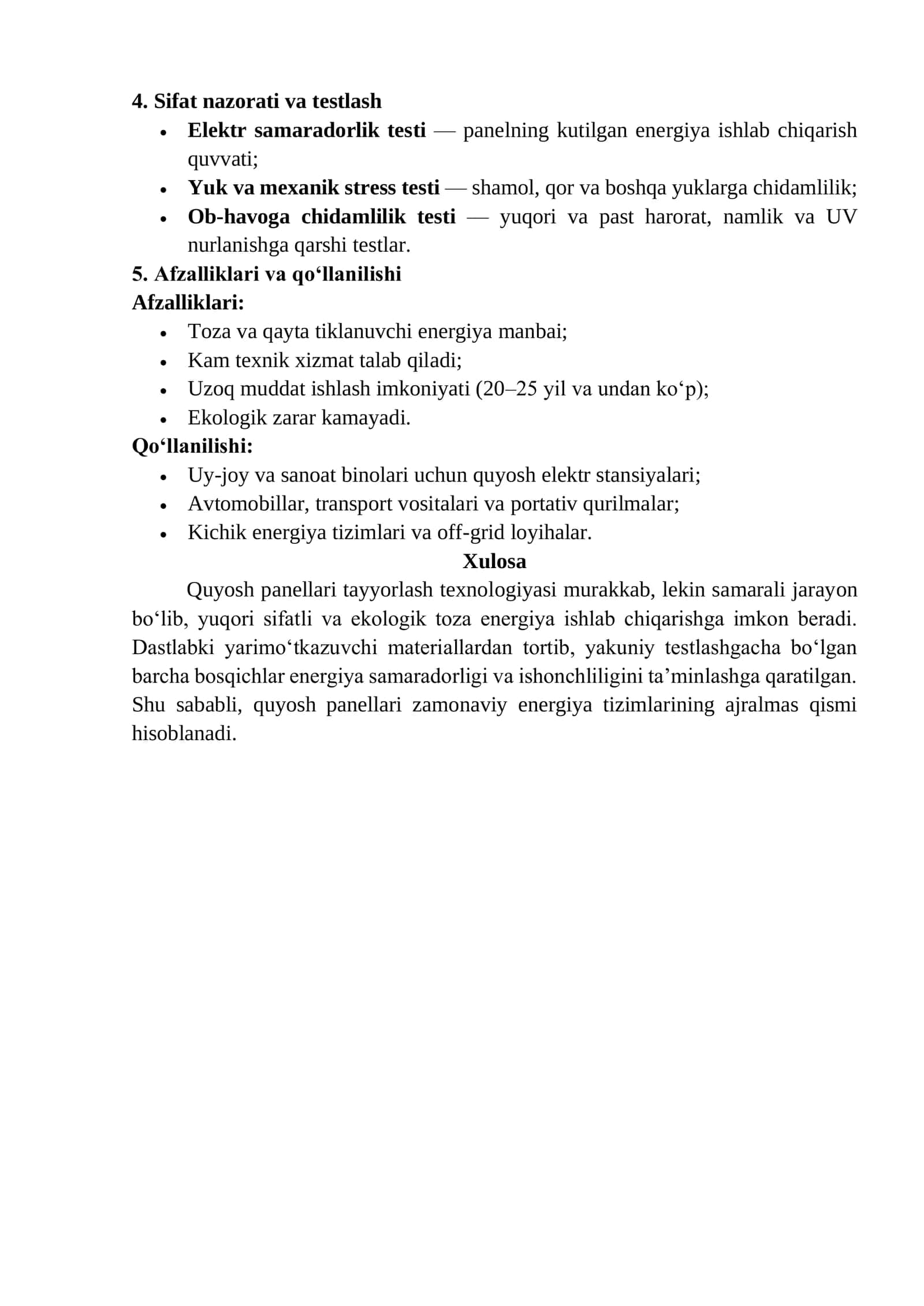 Quyosh panellarining tayyorlash texnologiyasi 2