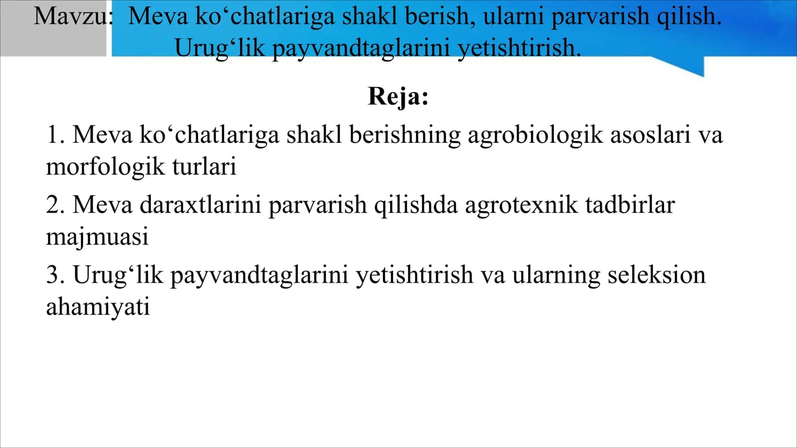 Meva ko‘chatlariga shakl berish, ularni parvarish qilish 2