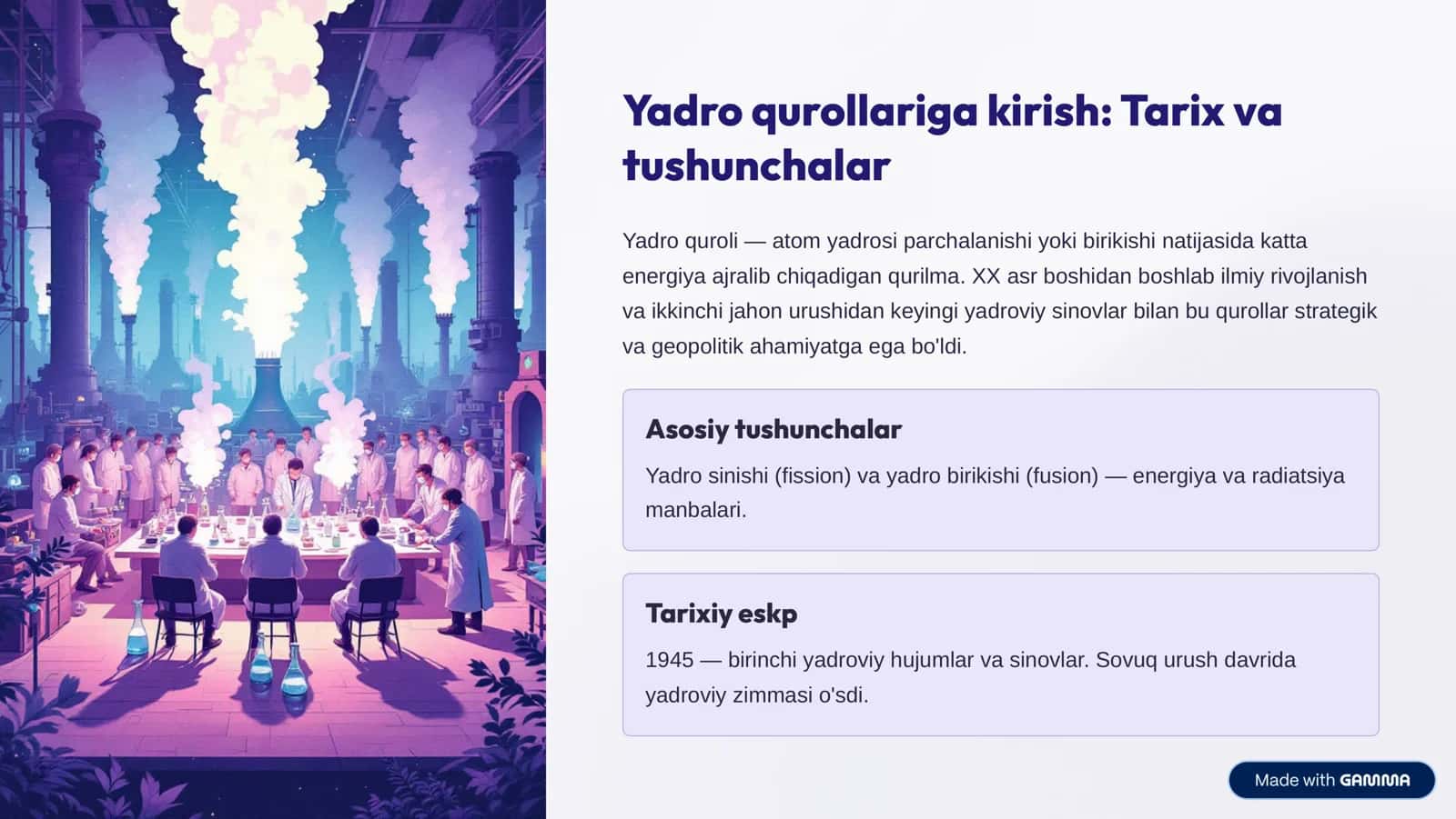 Yadro, Kimyoviy va Biologik Qurollar: Xavf va Xususiyatlar 2