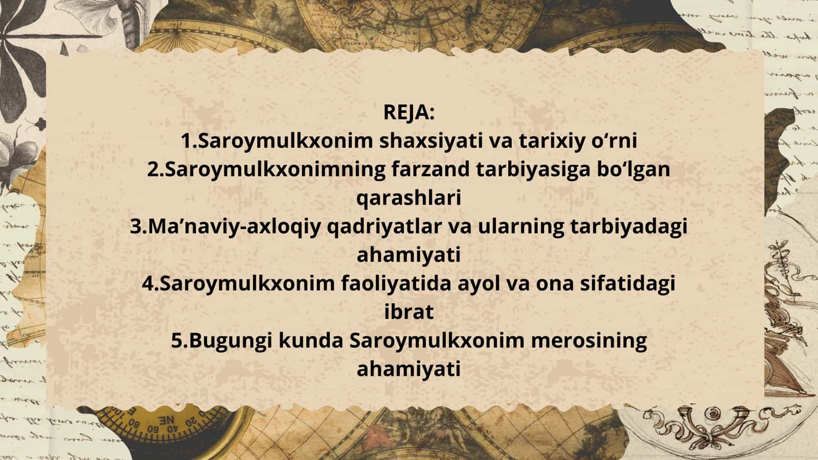 Farzand tarbiyasida
Saroymulkxonim faoliyati ma'naviyaxloqiy qadriyat sifatida. 2