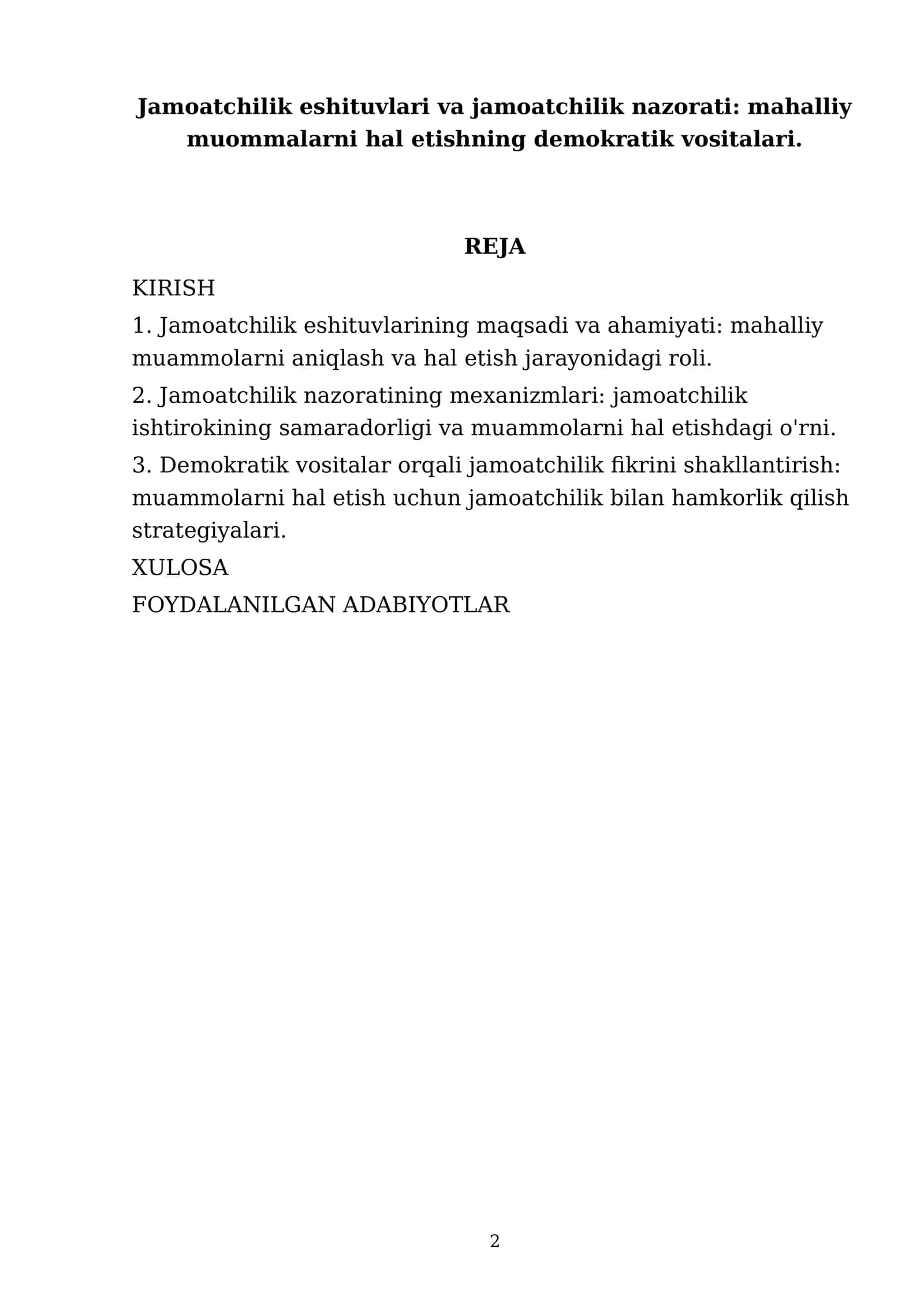 Jamoatchilik eshituvlari va jamoatchilik nazorati: mahalliy muommalarni hal etishning demokratik vositalari 2