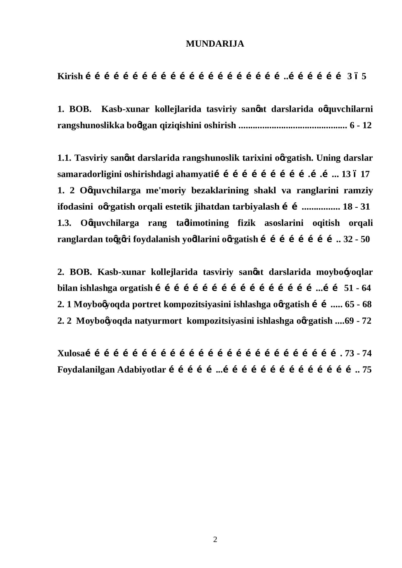 “Kasb – xunar kollejlari tasviriy san’at darslarida moybo‘yoq texnalogiyasida 2