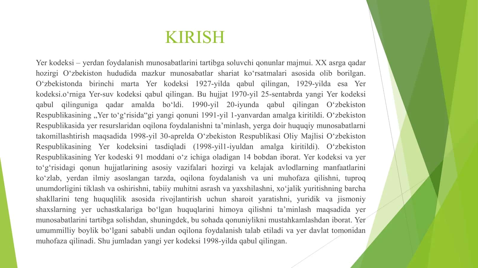 QISHLOQ XO‘JALIGI YERLARINI NORMATIV QIYMATINI BAHOLASH TARTIBI BIAN TANISHISH. 2