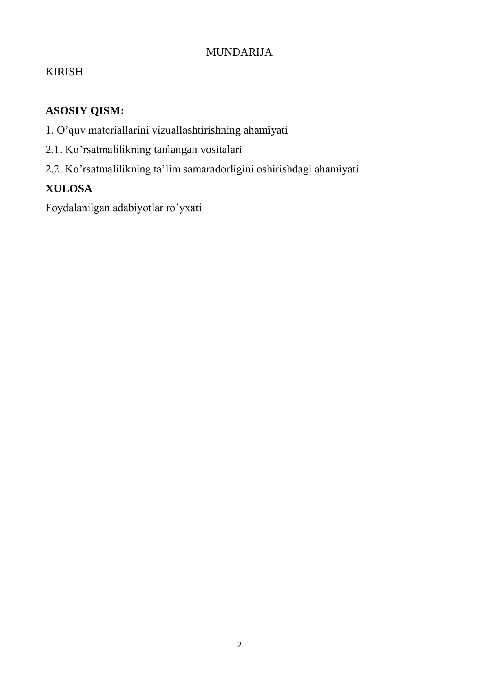 "Ta’limda ko’rsatmalilikning ahamiyati" 2