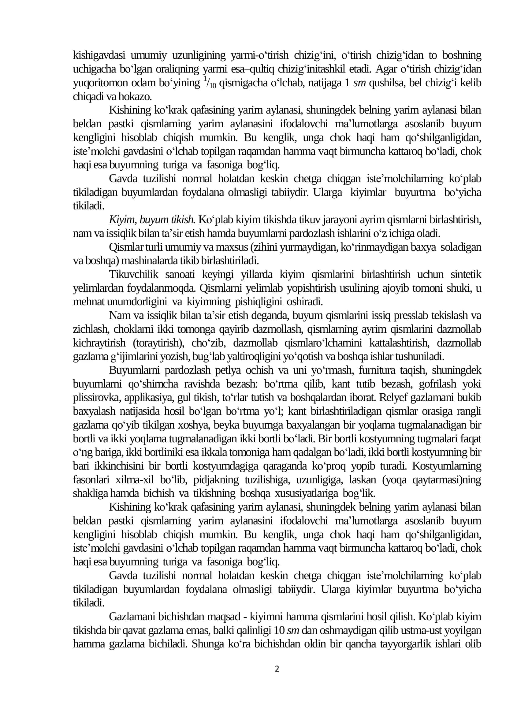 Tikilgan buyumlar materiallari 2