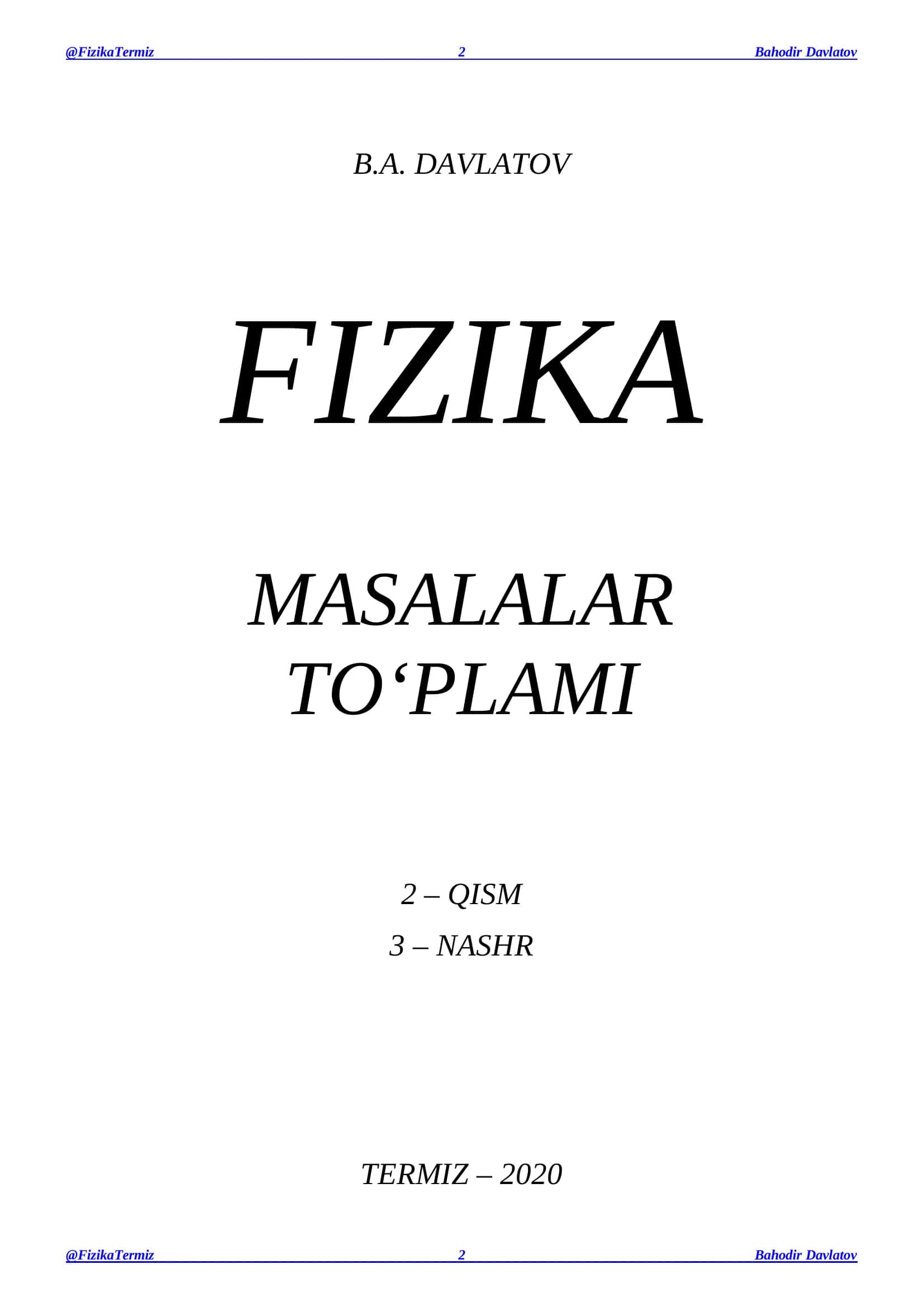 FIZIKA MASALALAR TO‘PLAMI 2