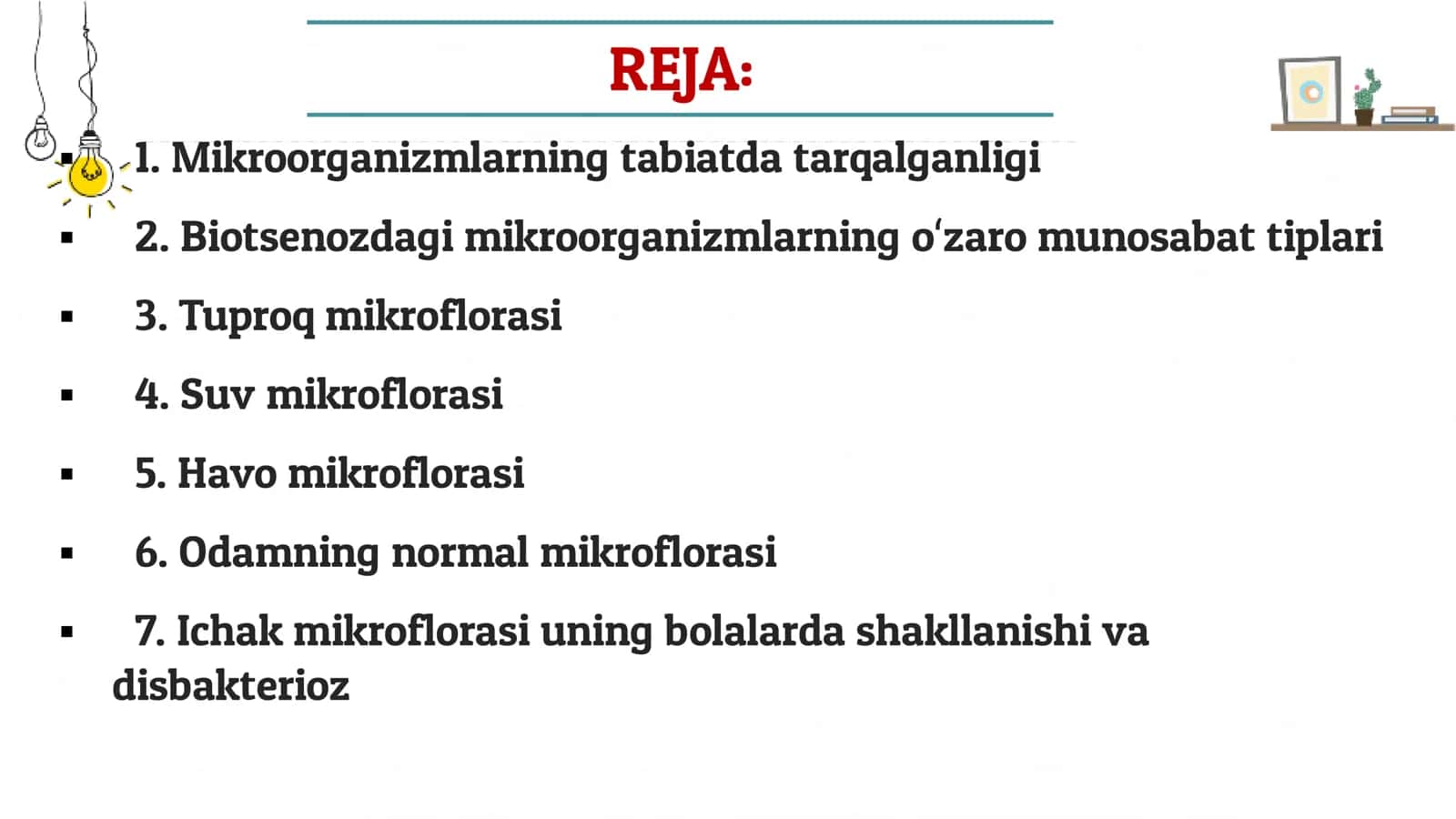 Mikroorganizmlar ekologiyasi. Suv tuproq havo mikroflorasi 2