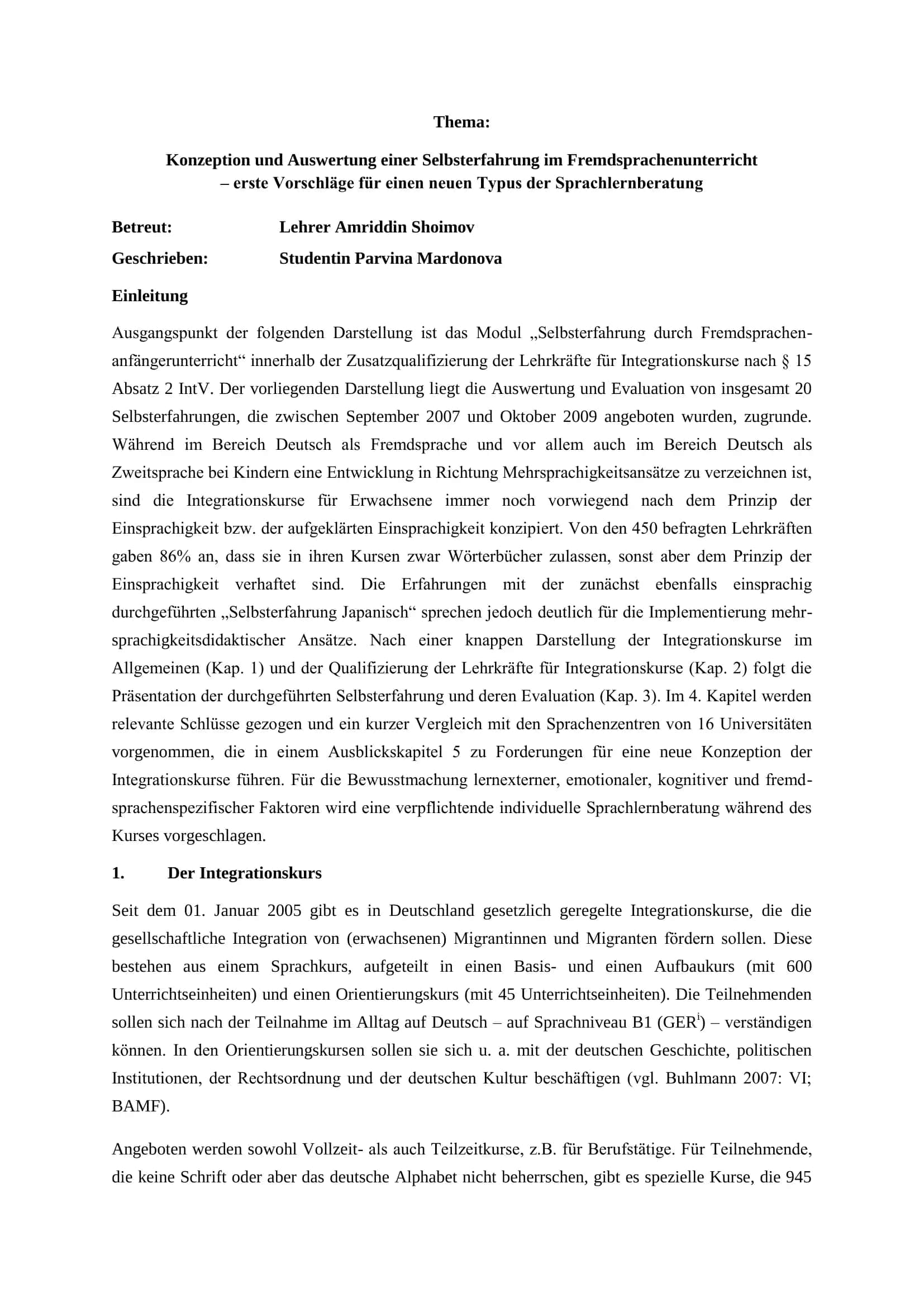 Kursarbeit Präposition im Deutschen 2