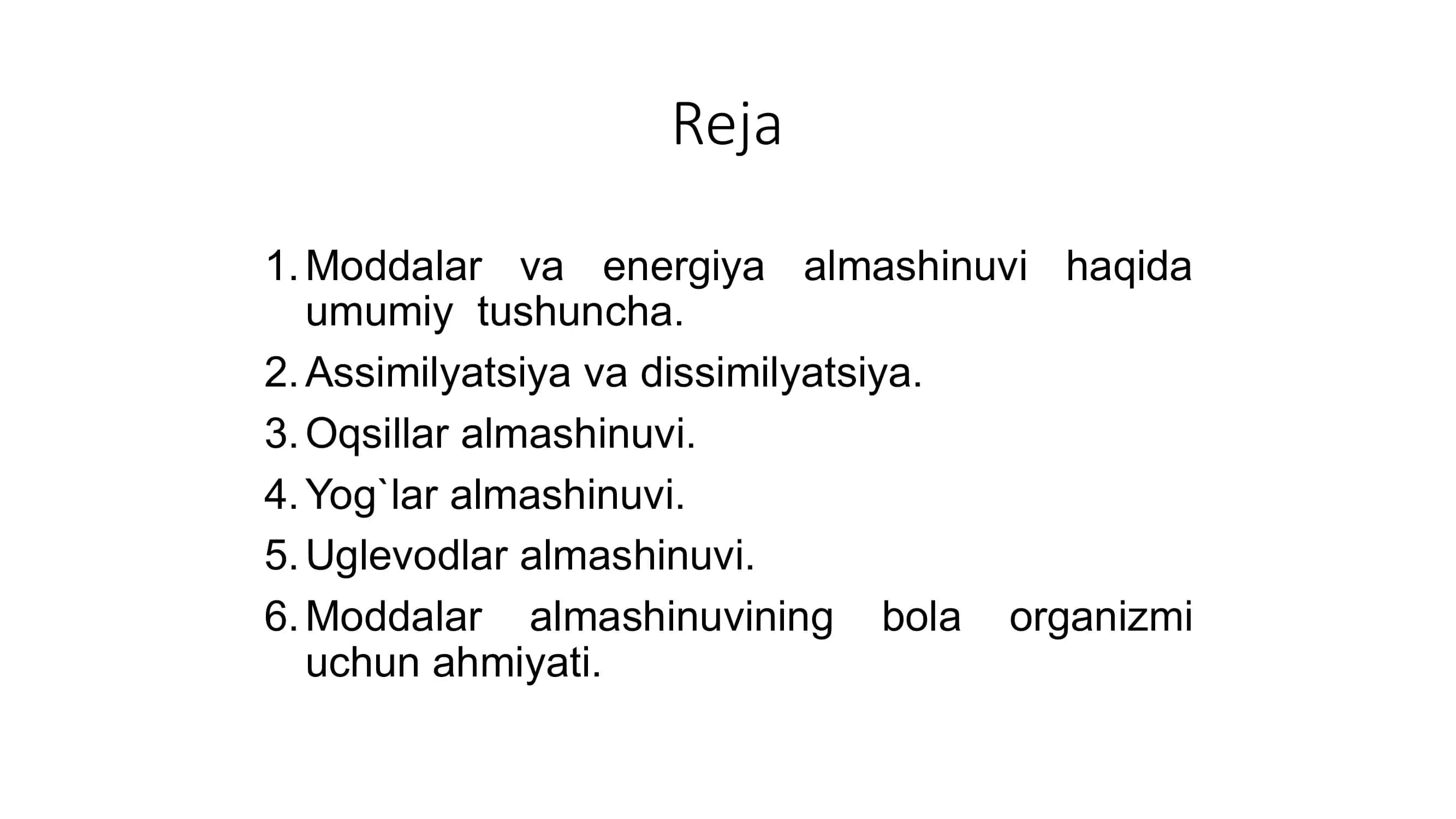Moddalar va energiya almashinuvi 2