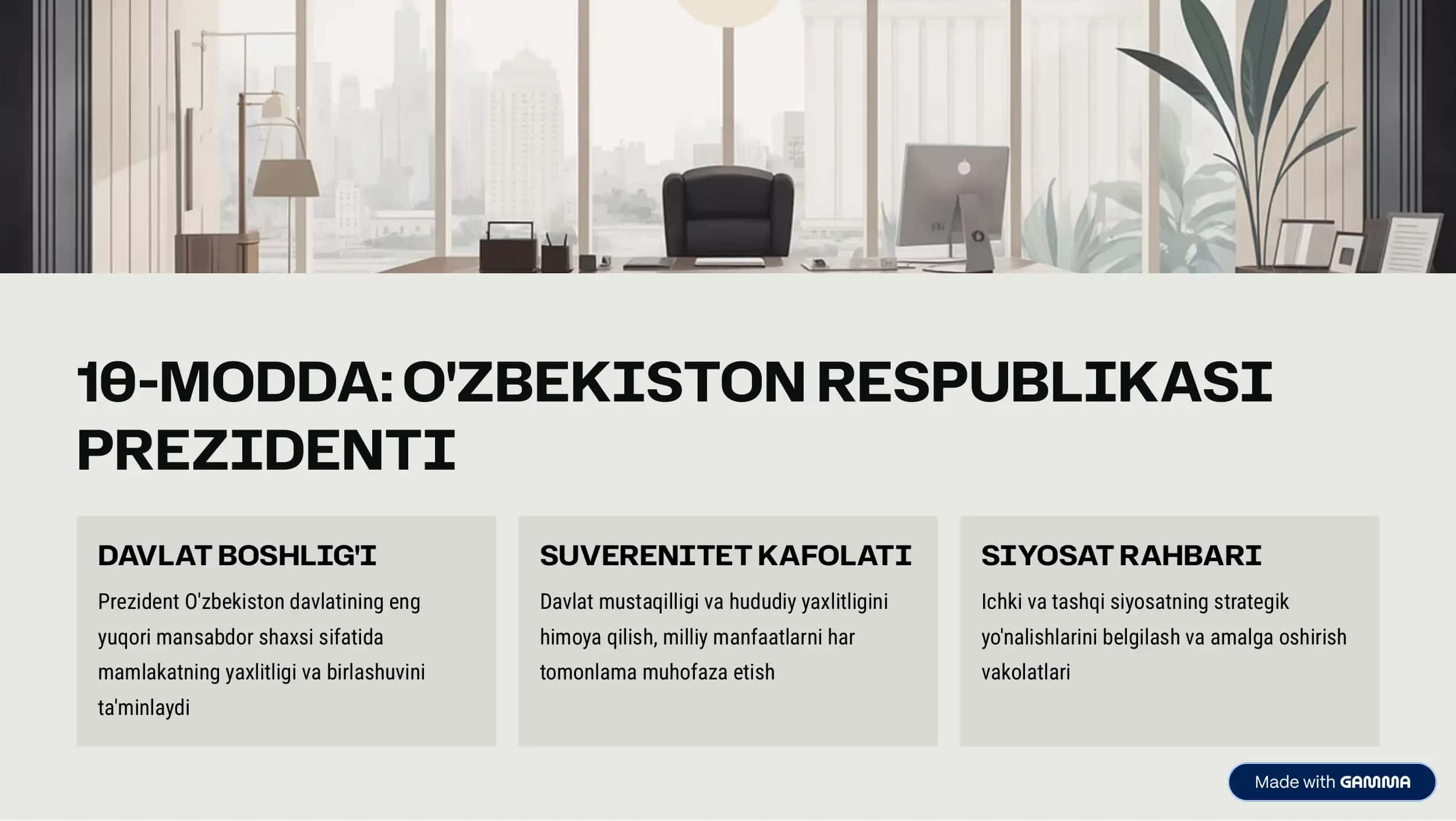 O'ZBEKISTON RESPUBLIKASI KONSTITUTSIYASI: 10-MODDADAN 15-MODDAGACHA 2