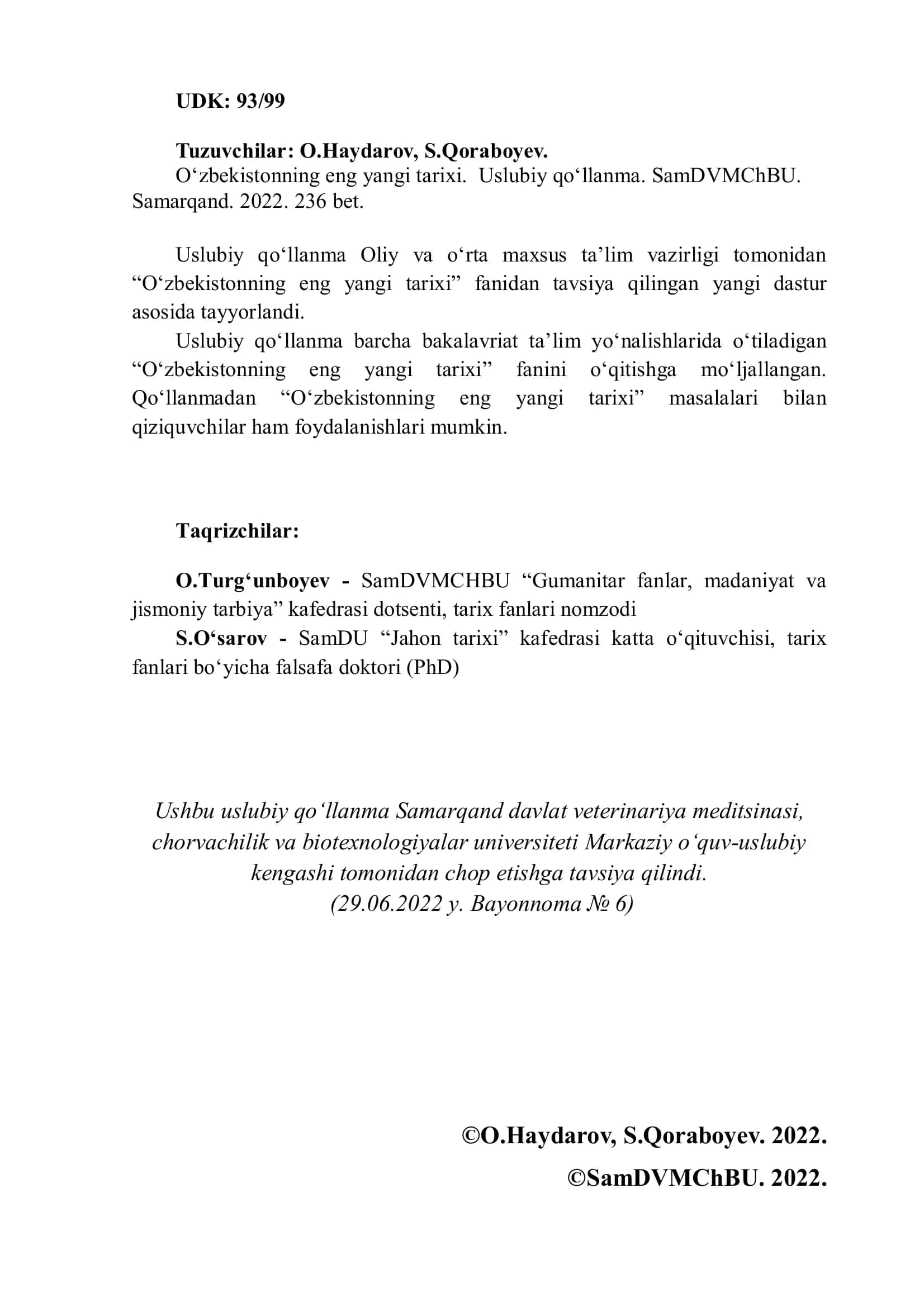 O‘zbekistonning eng yangi tarixi 2