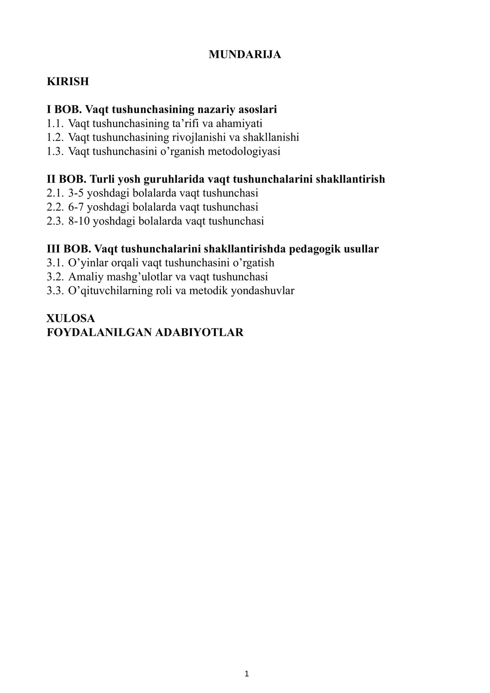 MTT TURLI YOSH GURUH BOLALARIDA VAQT TUSHUNCHALARINI SHAKLLANTIRISH FANIDAN TAYYORLAGAN KURS ISHI 2