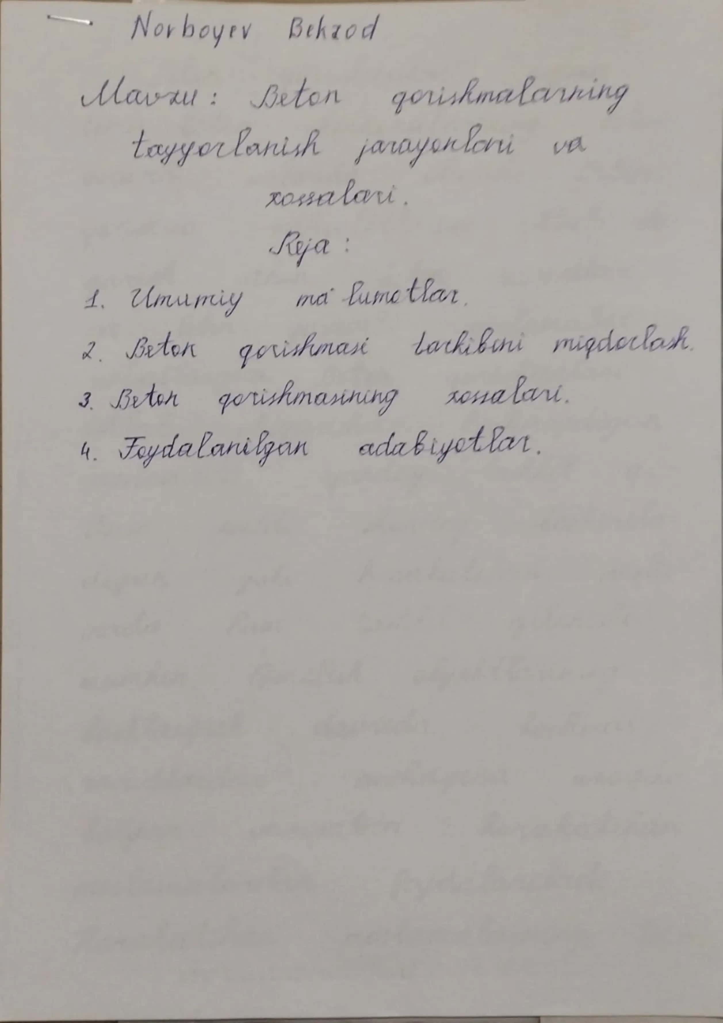 Beton qorishmalarning tayyorlanish jarayonlari va xossalari 2