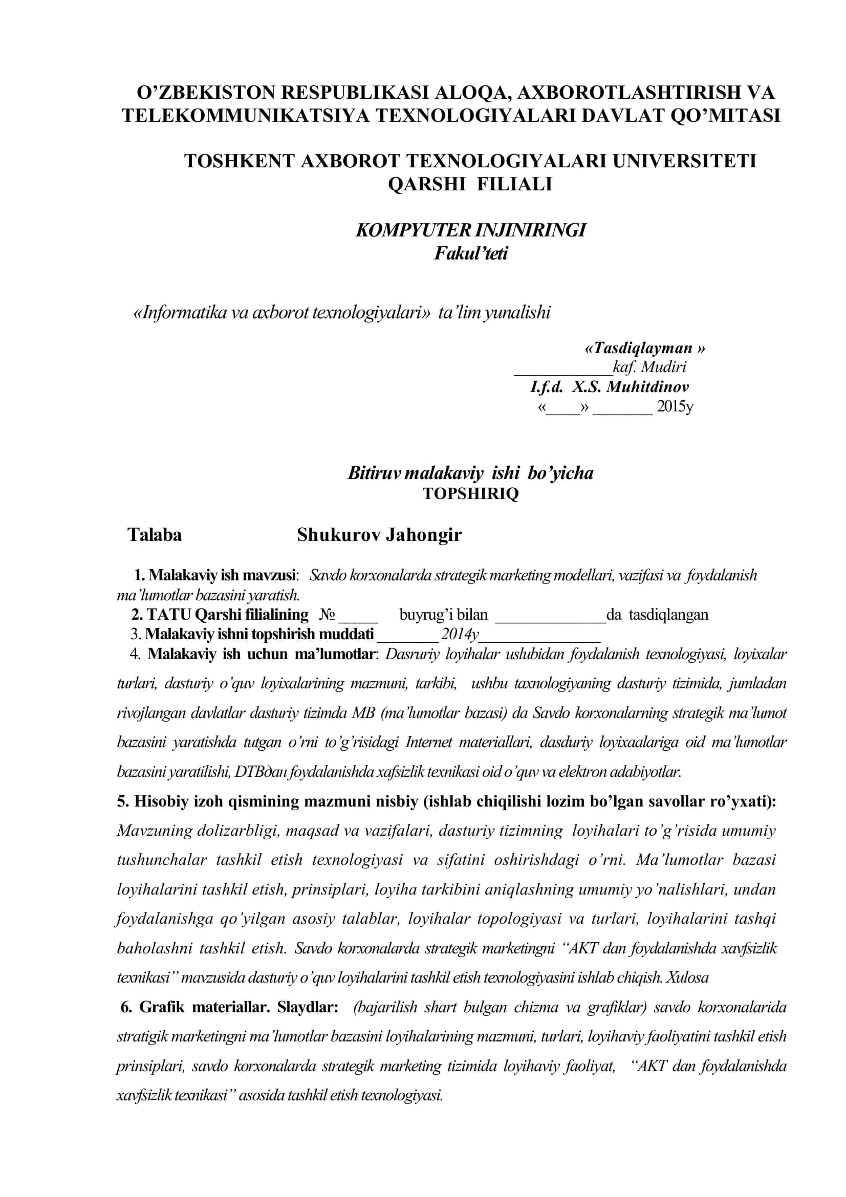 Savdo korxonalarida strategik marketing modellari, vazifasi va foydalanish ma’lumotlar bazasini yaratish 2