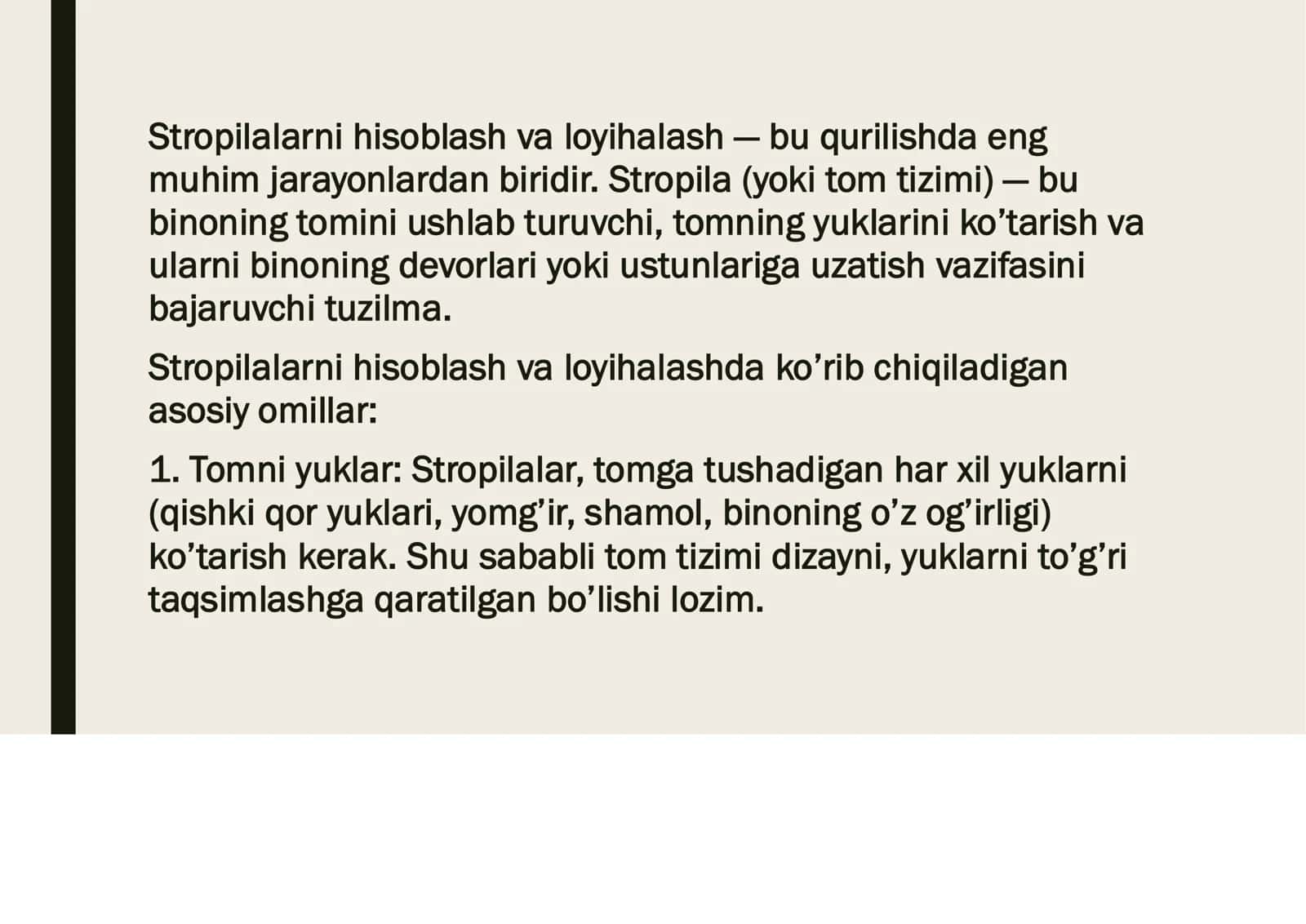 Stropilalarni hisoblash va loyihalash 2
