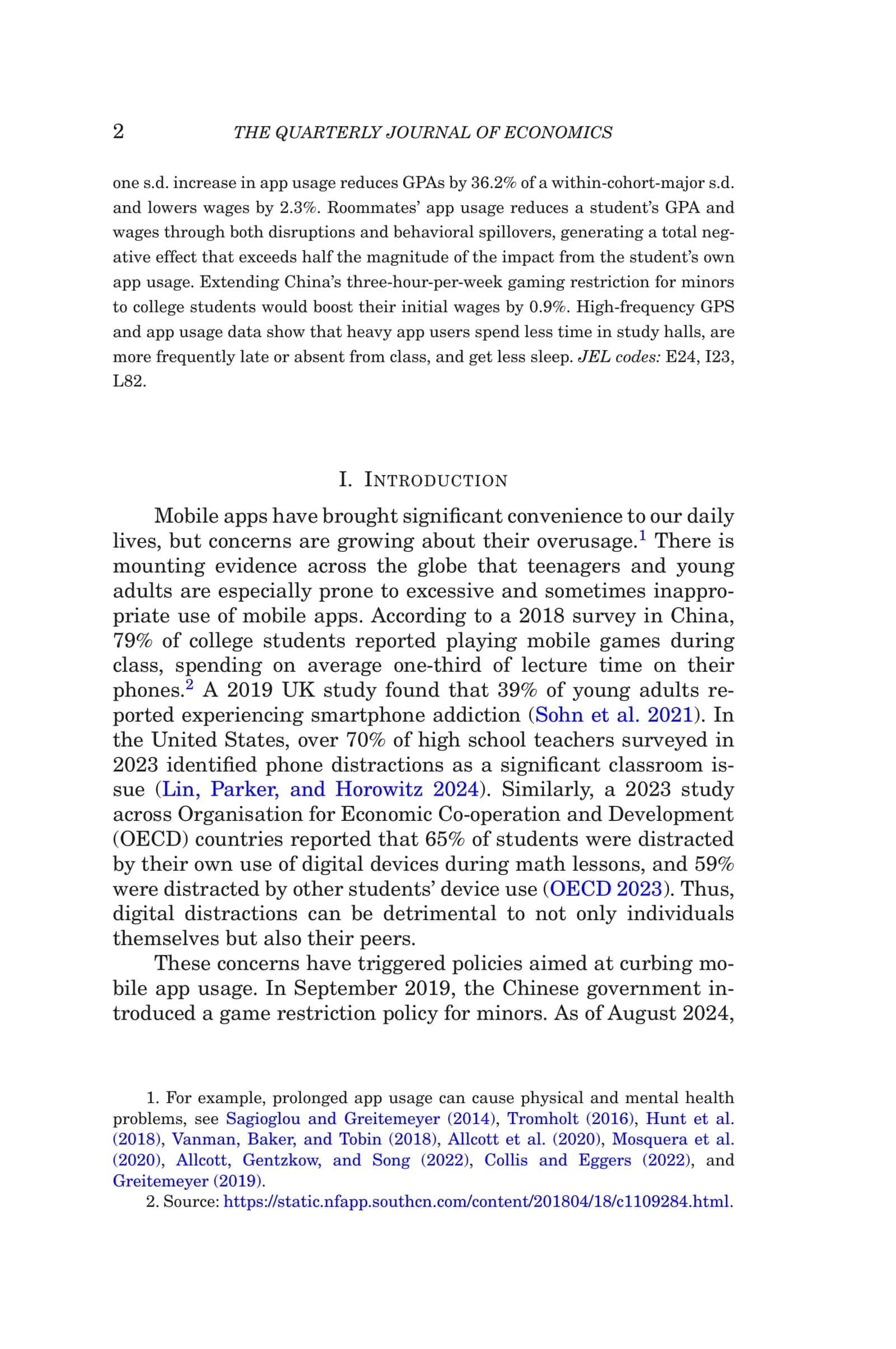 DIGITAL DISTRACTIONS WITH PEER INFLUENCE: THE IMPACT OF MOBILE APP USAGE ON ACADEMIC AND LABOR MARKET OUTCOMES 2