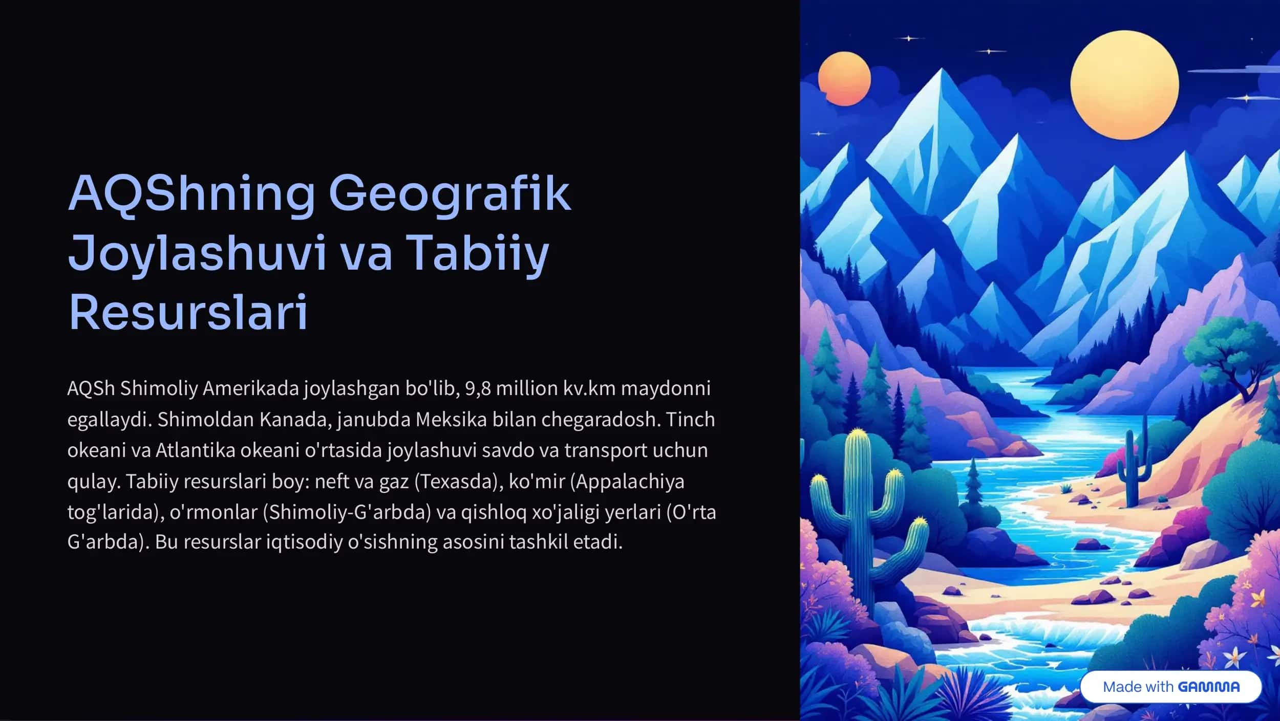 AQShning Iqtisodiy, Geografik va Turistik Tavsifi 2