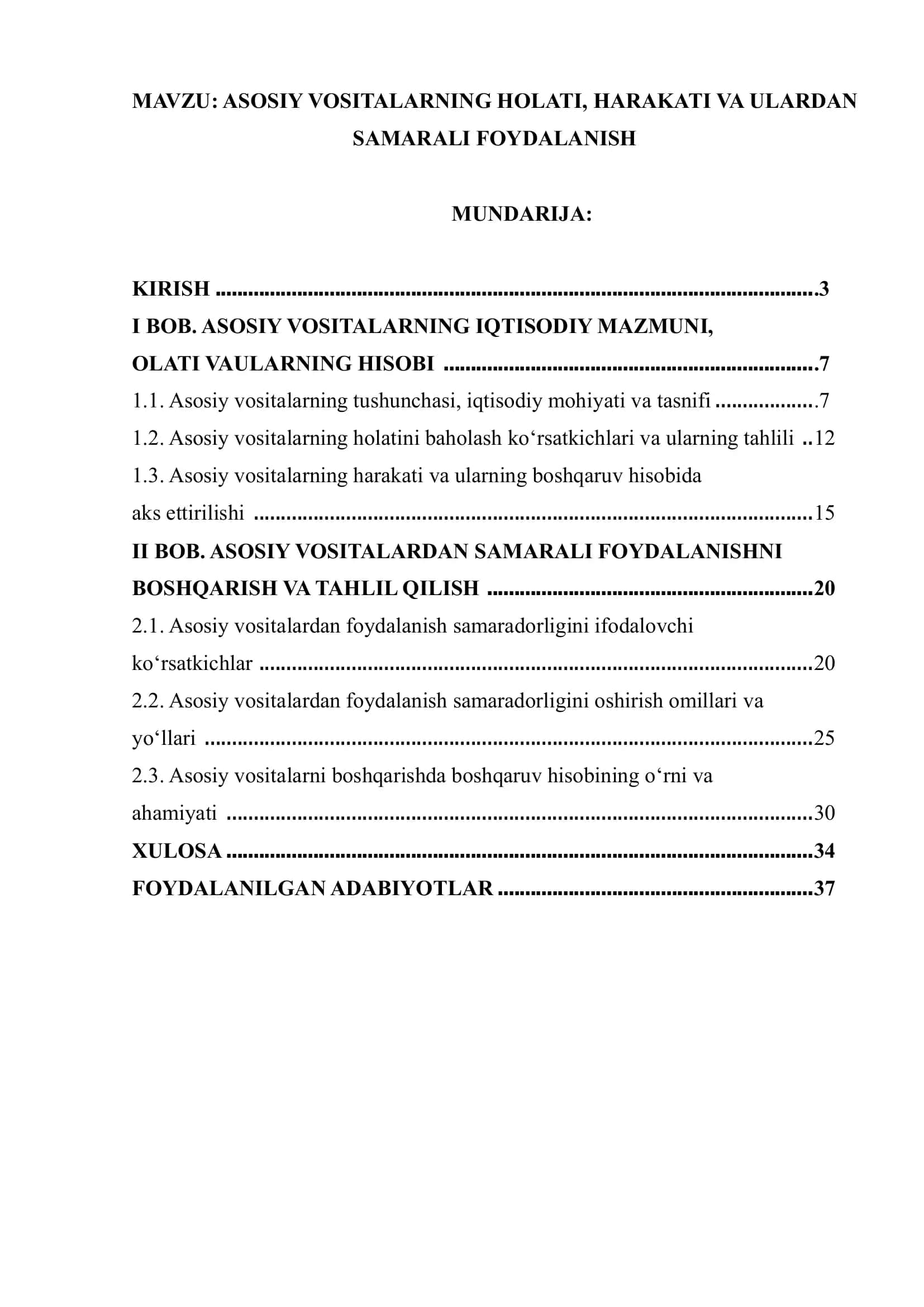 ASOSIY VOSITALARNING HOLATI, HARAKATI VA ULARDAN SAMARALI FOYDALANISH 2