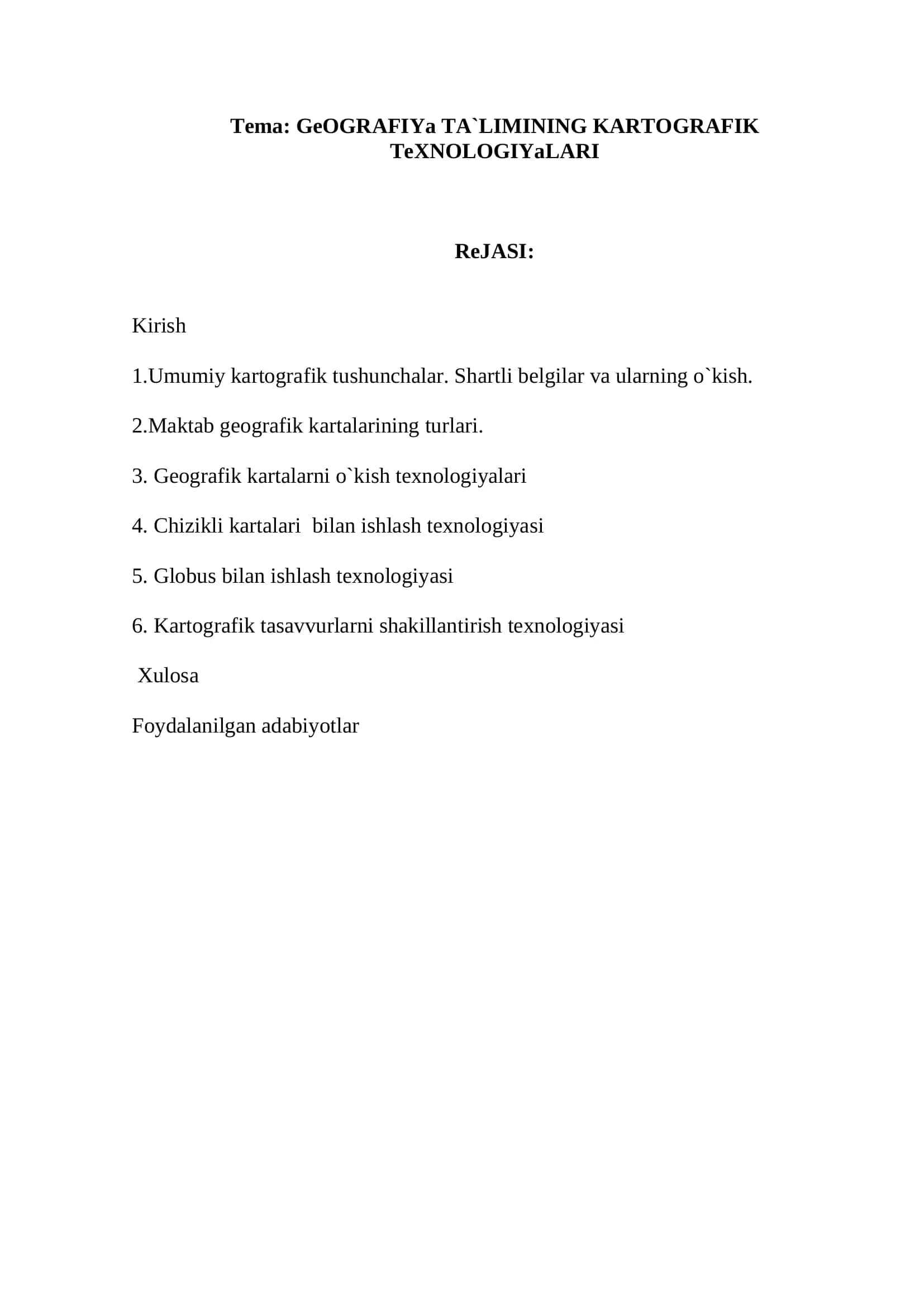Geografiya ta`limining kartografik texnologiyalari 2