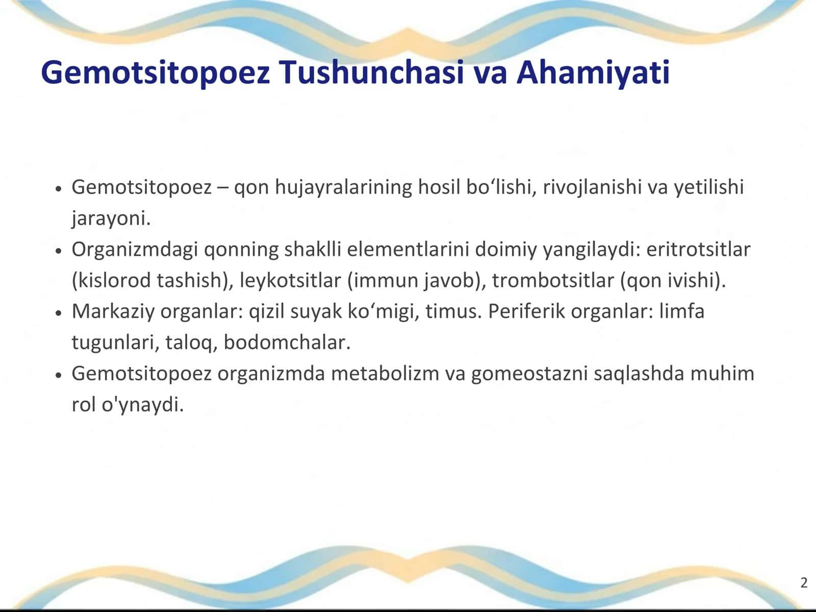 Gemotsitopoez: Qon Hujayralarining Shakllanishi va Boshqarilishi 2