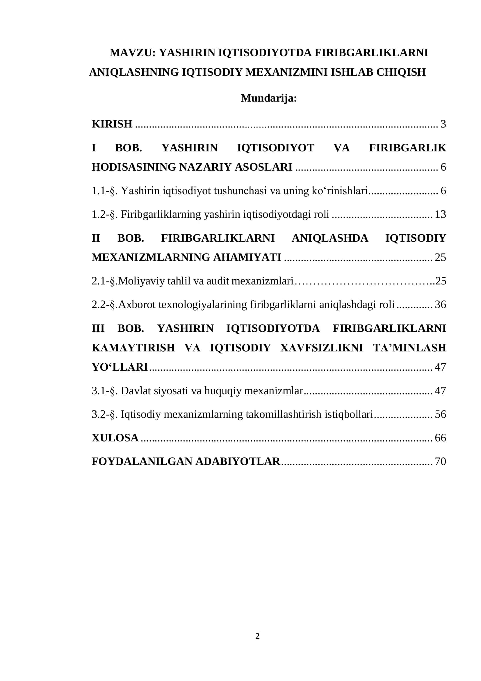 IQTISODIY XAVFSIZLIK IKX-322 GURUH TALABASI 2