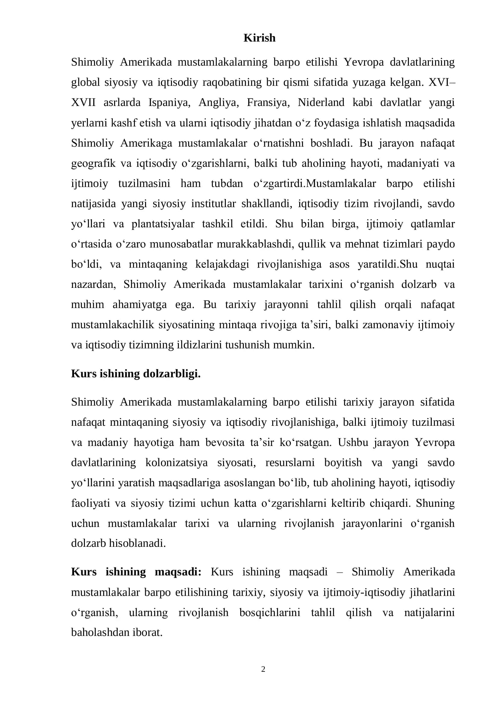 Shimoliy Amerikada mustamlakalarning tashkil etilishi va siyosiy boshqaruv tizimi 2