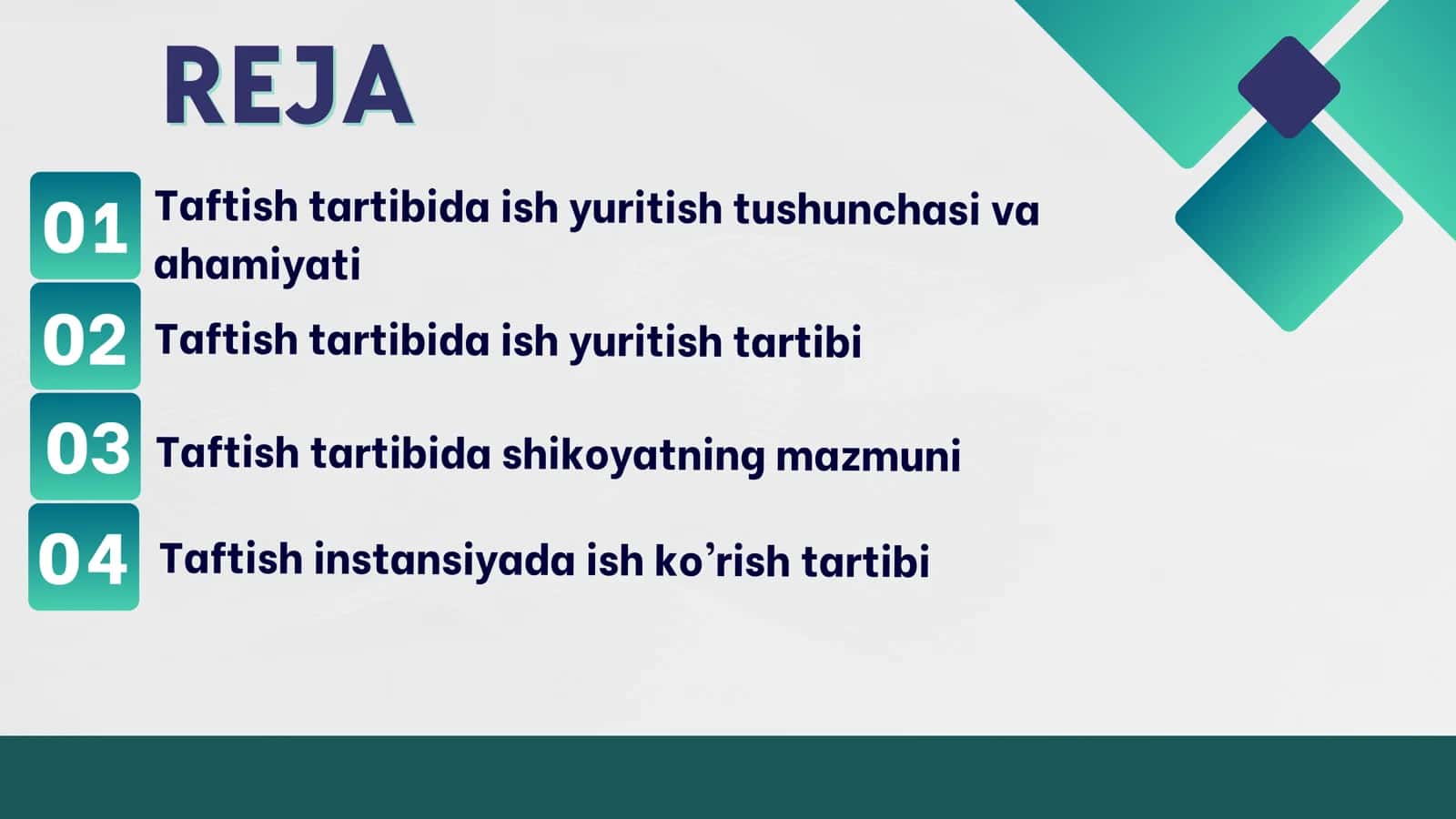 TAFTISH TARTIBIDA ISH YURITISH 2