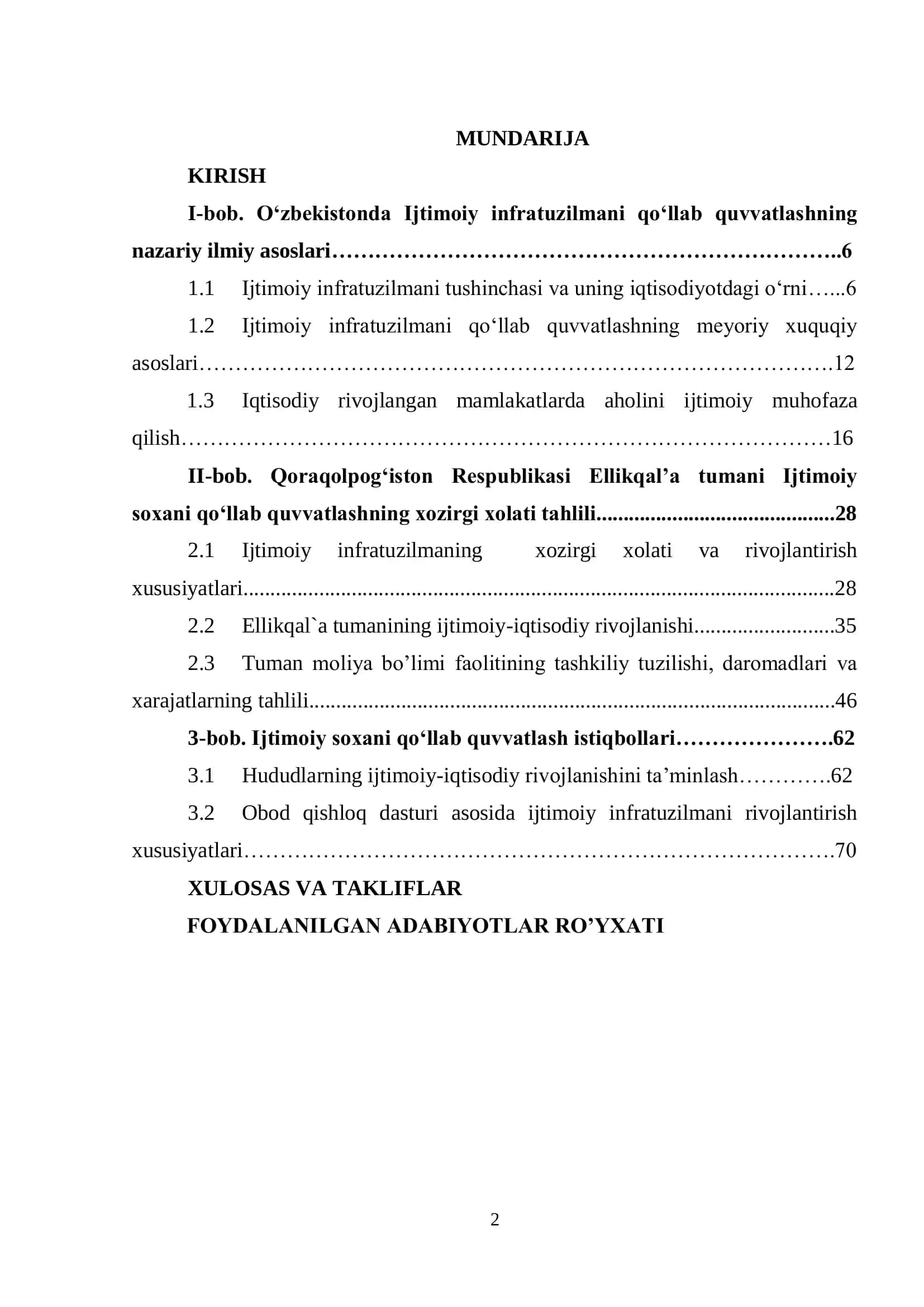 O‟zbekiston Respublikasida Ijtimoiy infratuzilmani qo„llab quvvatlash muammolari va bartaraf etish yo‟llari 2