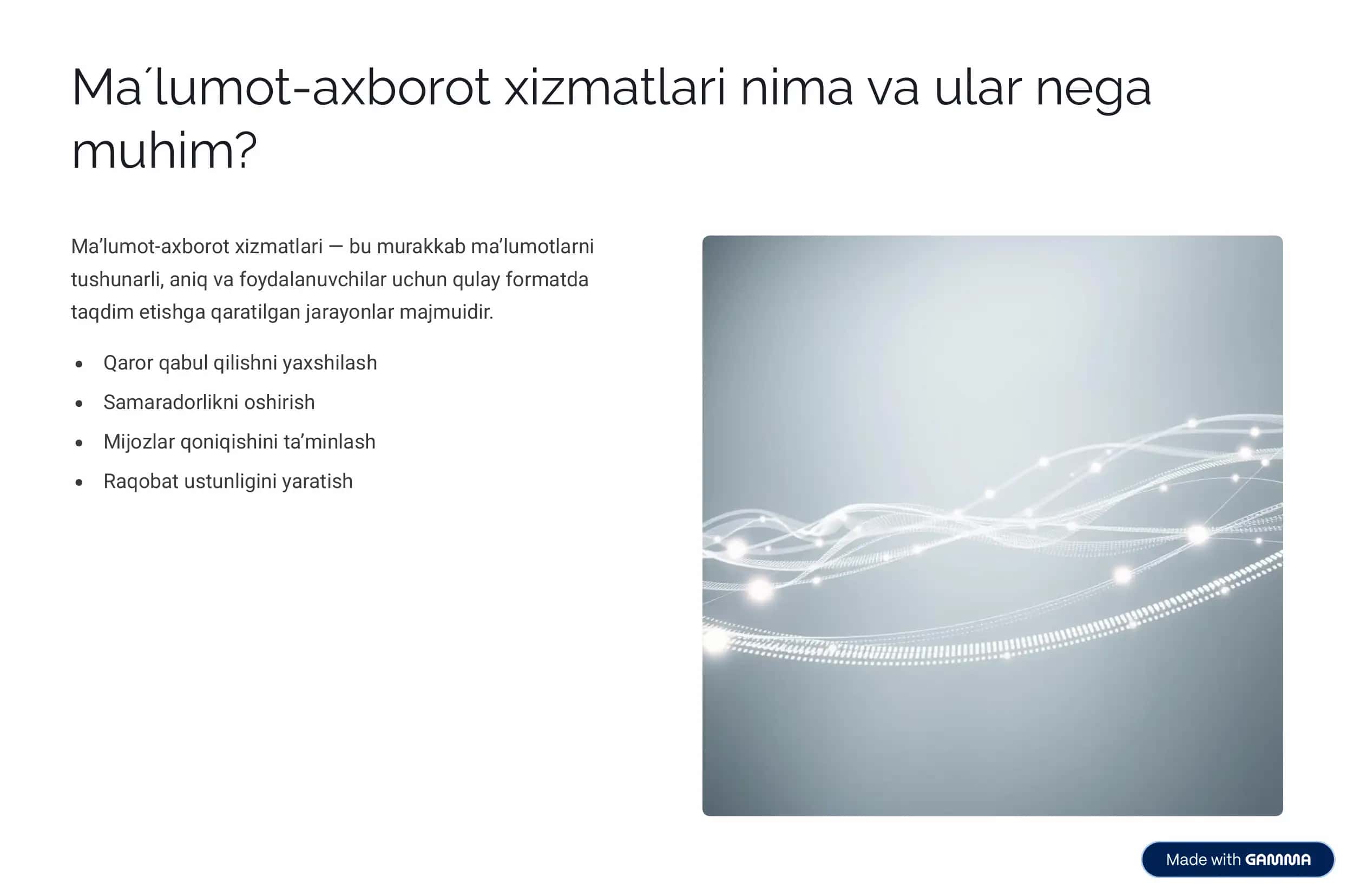 Ma¾lumot-axborot xizmatlarining namunalarini tayyorlash 2