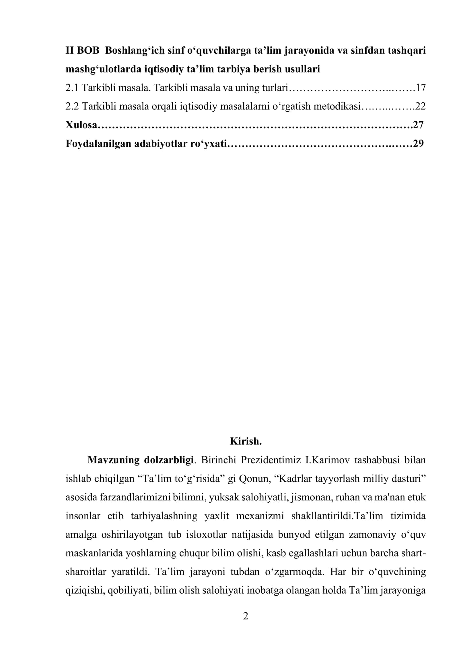 Matematika darslarida iqtisodiy masalalarni o‘rgatishda tarkibli masalalardan foydalanish metodikasi 2